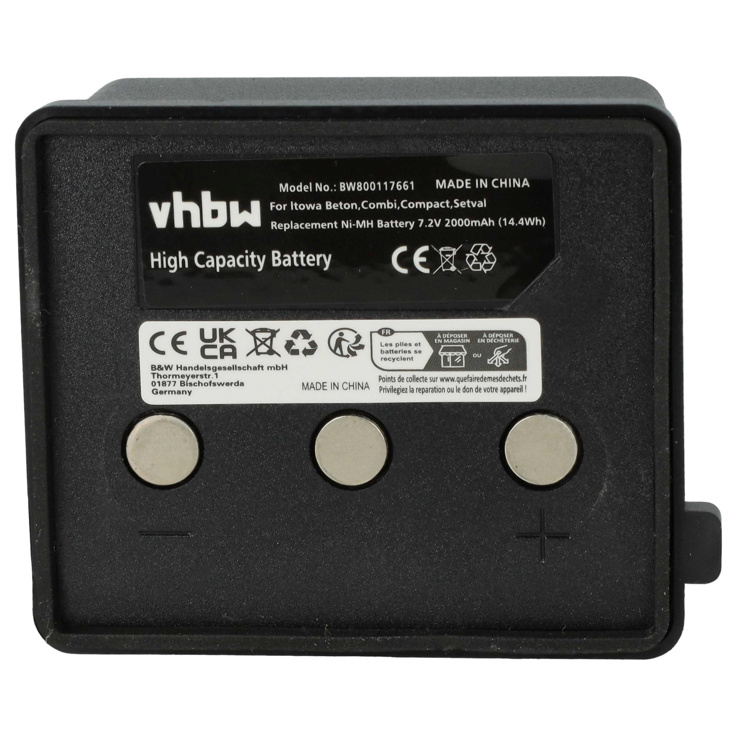 vhbw NiMH Batterie 2000mAh (7.2V) pour télécommande Remote Control comme Itowa BT7223MH