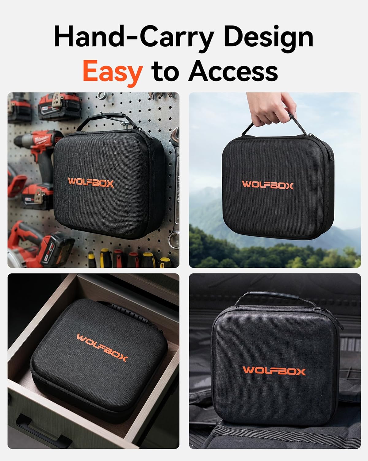 WOLFBOX Hard Carrying Case for MF200 Electric Air Duster [CASE ONLY, Device Not Included], Shockproof Travel Storage Bag for Compressed Air Blower & Accessories, Splash-Proof