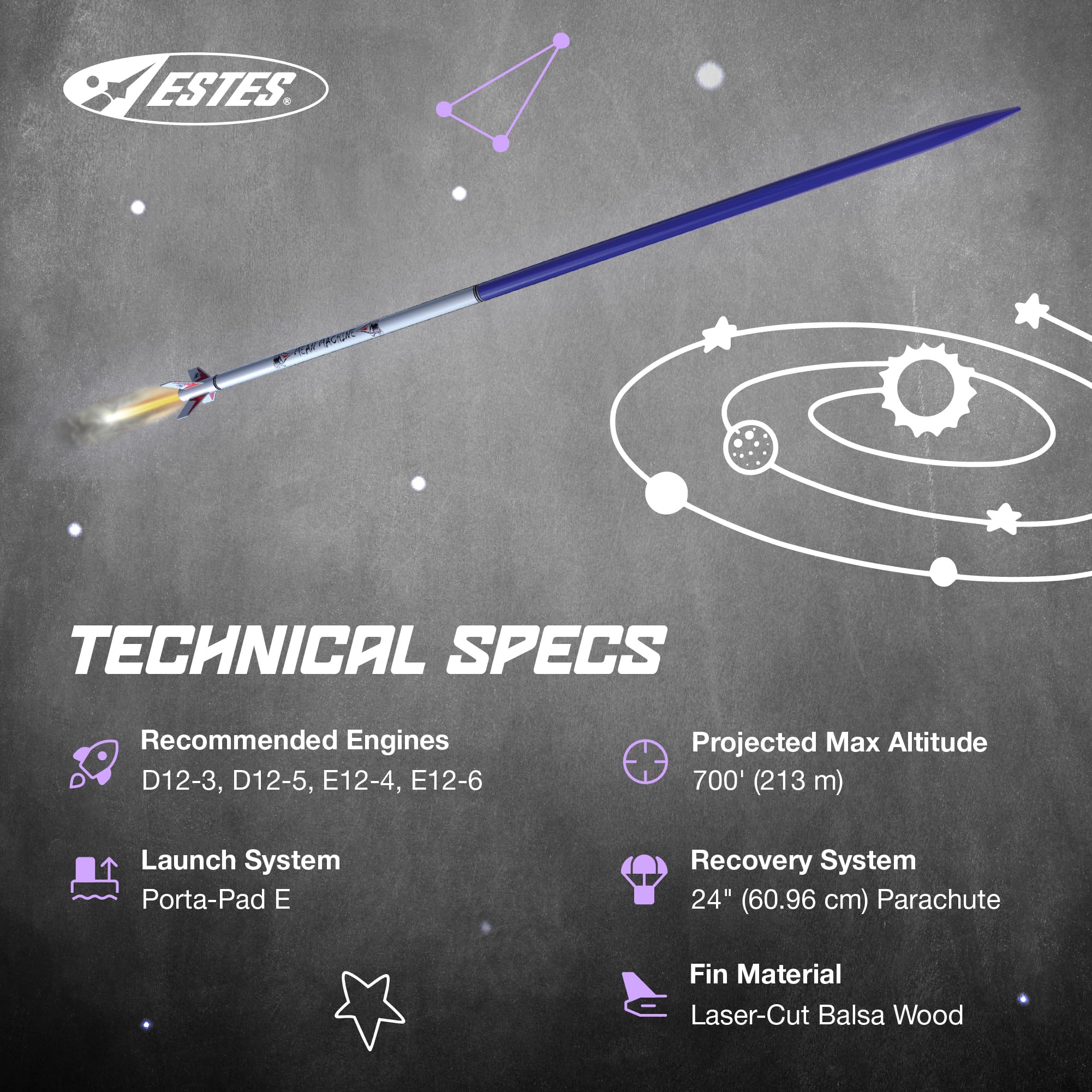 Estes 1295 Mean Machine Rocket-Building Kit, Advanced Flying-Rocket-Model Kit for Ages 10+ - Image 5