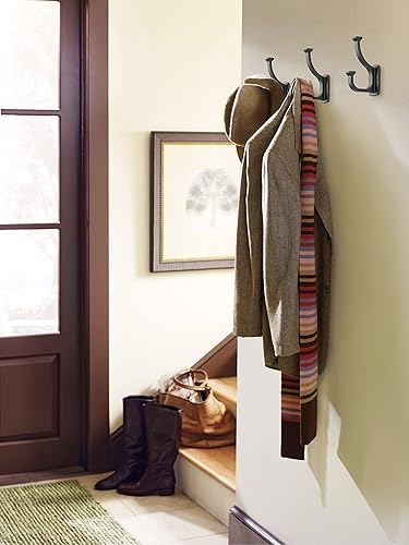 Miniatura 3 de Amerock H37007MB  Gancho decorativo de pared de doble punta de aliso  Gancho negro mate para abrigos, sombreros, mochilas, bolsas  Ganchos para