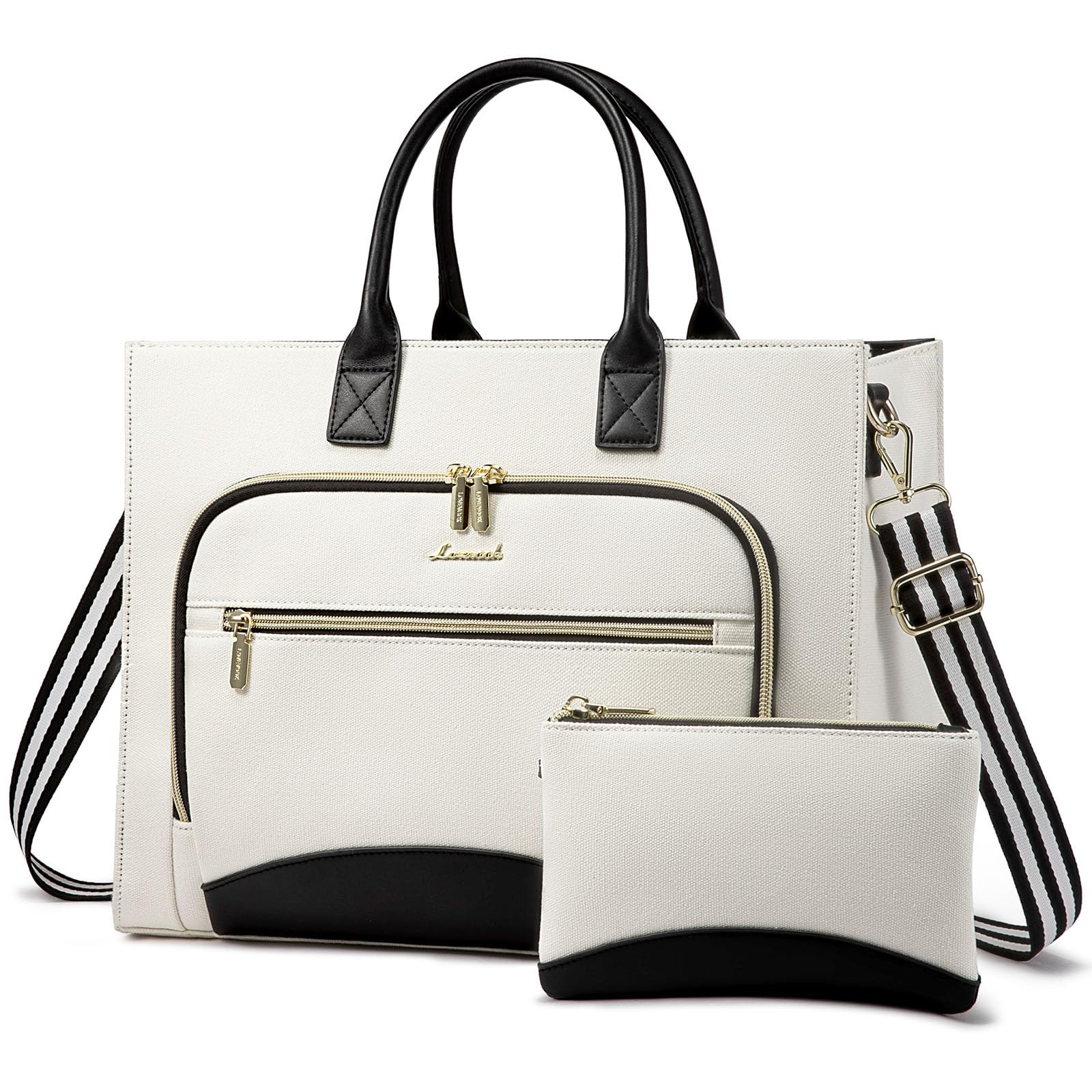 LOVEVOOK Laptop Bag for Women 15.6 inch Canvas Laptop Tote Bag， Large Professional Teacher Purse Lightweight Computer Bag Briefcase Business Office,