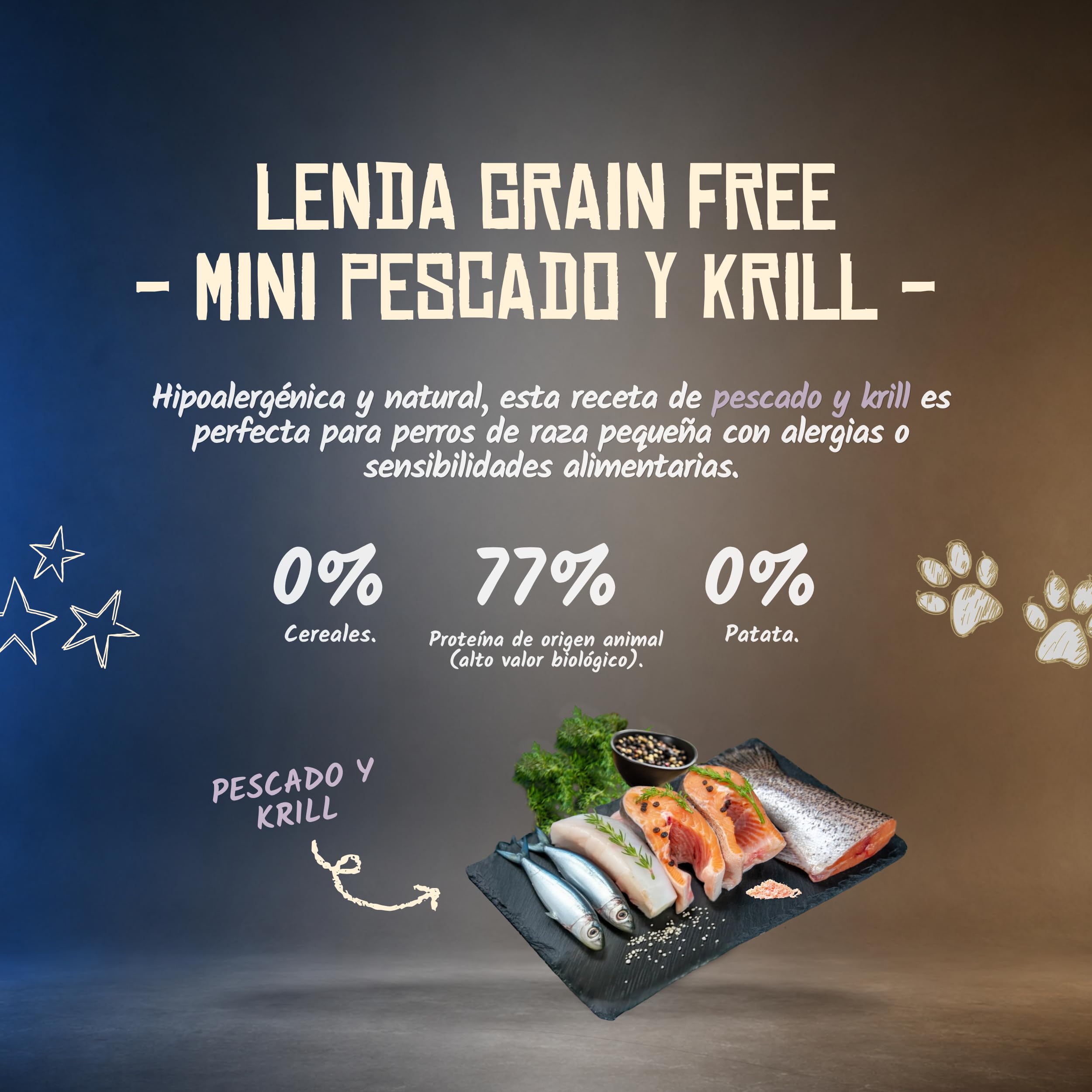 Lenda Grain Free Mini pesce e krill 2 kg – Alimento ipoallergenico senza cereali per cani di piccola taglia – Senza cereali o patate per la digestione – con olio di salmone ricco di Omega 3 e