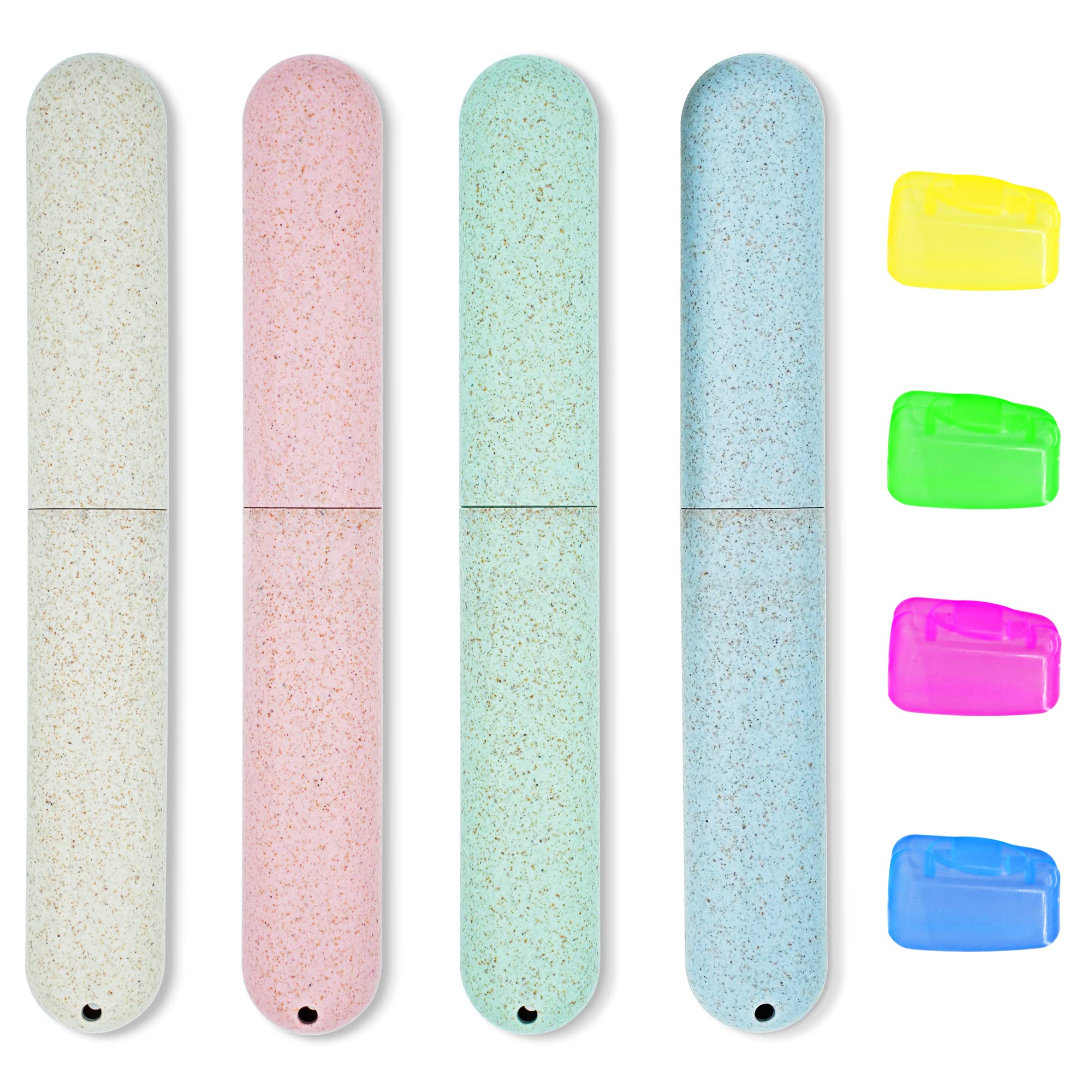 Elodyunhc Pack of 4 Toothbrush Case, Portable Travel Toothbrush Case With Lower Ventilation for Family Travel and Business