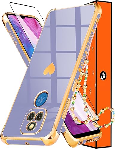 Shorogyt (3 en 1) Funda de corazón para Motorola Moto G Play 2021 de 6.5 pulgadas para mujer, diseño de corazones de amor para niñas, azul oscuro,