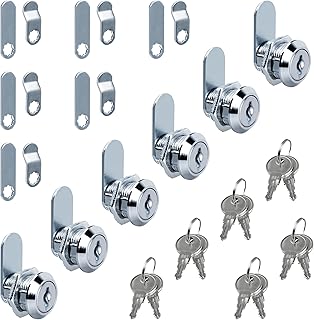 Drawer and Cabinet cam Locks with Keys,5/8 in Stainless Steel Desk Lock Replacement for RV Camper Storage or Secure Drawer, fits on 3/8 in Maximum Panel Thickness-6pack