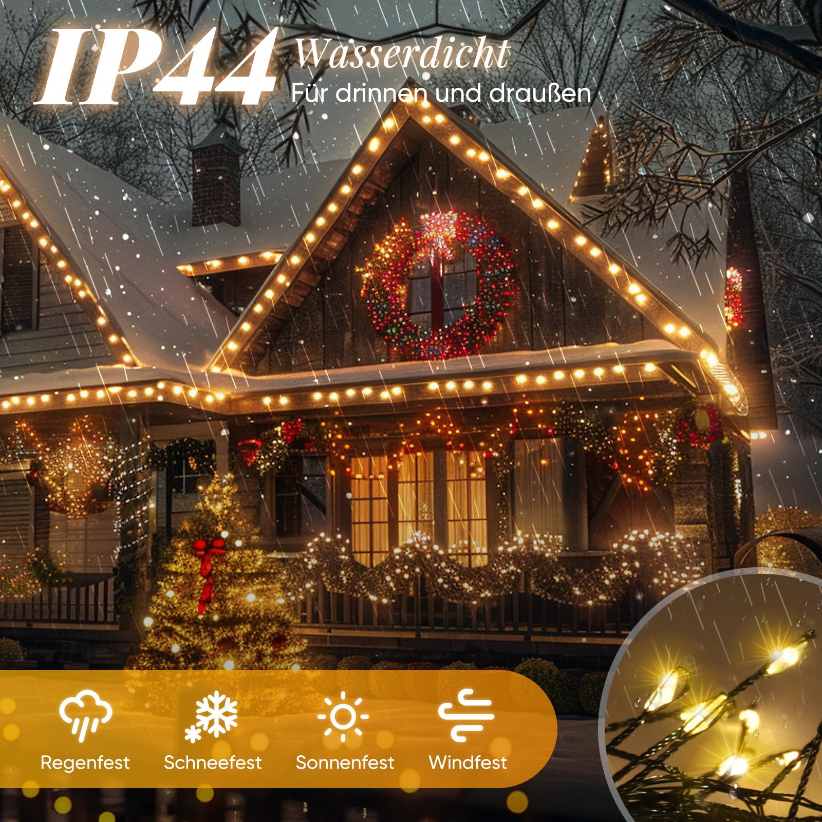 SALCAR LED Cluster Lichterkette Draht Weihnachtsbaum, 20m 800er LED Christbaumbeleuchtung mit 8 Modi, Timer und Memory, Wasserdicht Büschellichterkette für Außen Innen Garten Hochzeit, Warmweiß