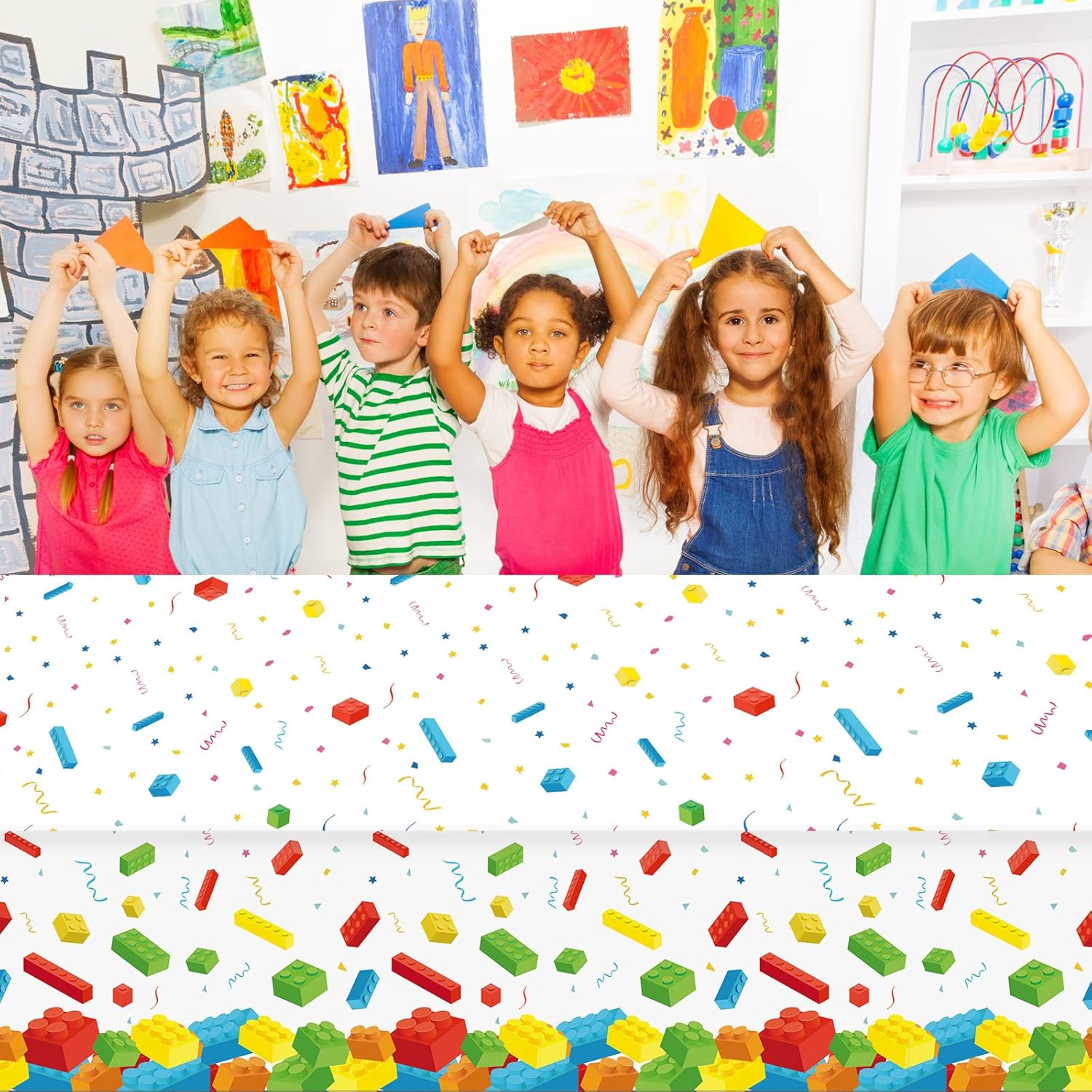 Buy 3 Pcs Building Blocks Party Tablecloth 105 x 54 inches Building