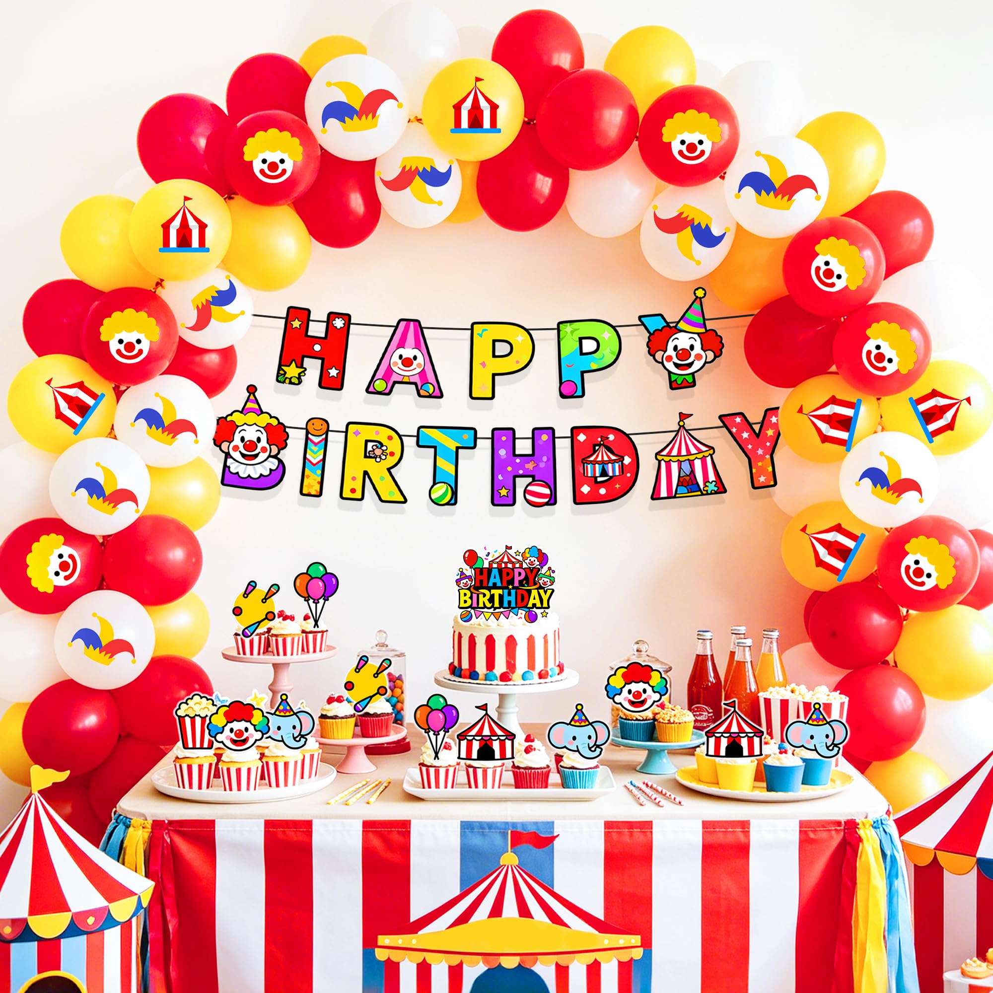LaVenty Carnival Circus Birthday Party Decorations Birthday Party Supplies Circus Banner Balloons Decor for Party