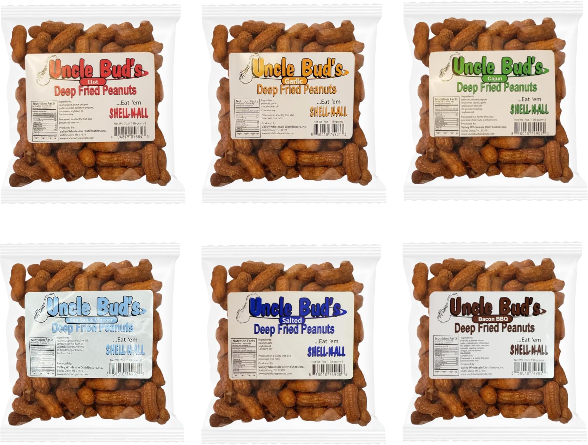 Deep Fried Peanuts Eat em Shell & All! (Garlic) 6 PACK