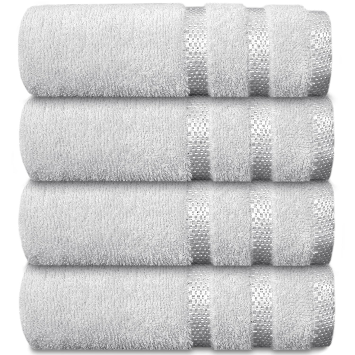 Casabella Luxury 4 White Hand Towels Splendid Quality - 100% Cotton Hand Towels for Bathroom (50X90 CM) - Towels for Kitchen, Hotel, Gym