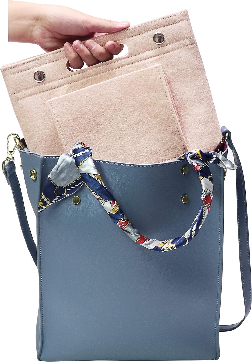 Soyizom Mini Organizer Felt Bags Inner Pockets Shopping Bag Handbag Organizer Insert for Speedy Neverfull NeoNoe Noe BB, Beige, beige, small - Image 7