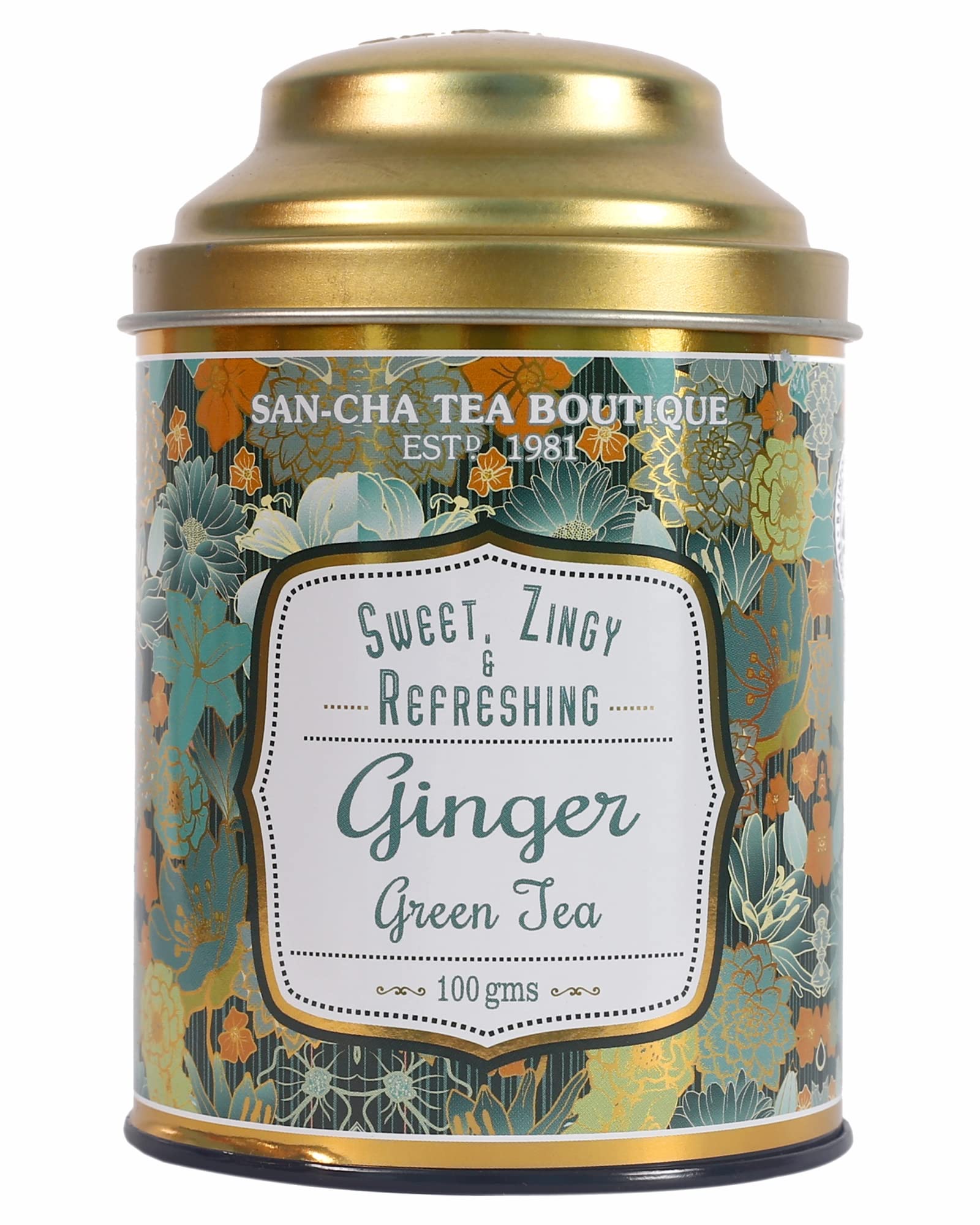 Sponsored Ad - Sancha Tea Boutique, Ginger Green Tea, 100g Loose Leaves, Real Adrak Chai, Spiced Wellness Blend, Low Bitterness, Premium Green Tea India