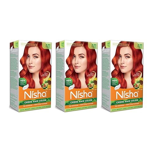 Nisha Kit de tinte permanente para el cabello en crema con fórmula en crema mejorada para cobertura del 100 % de las canas, tinte de color para el