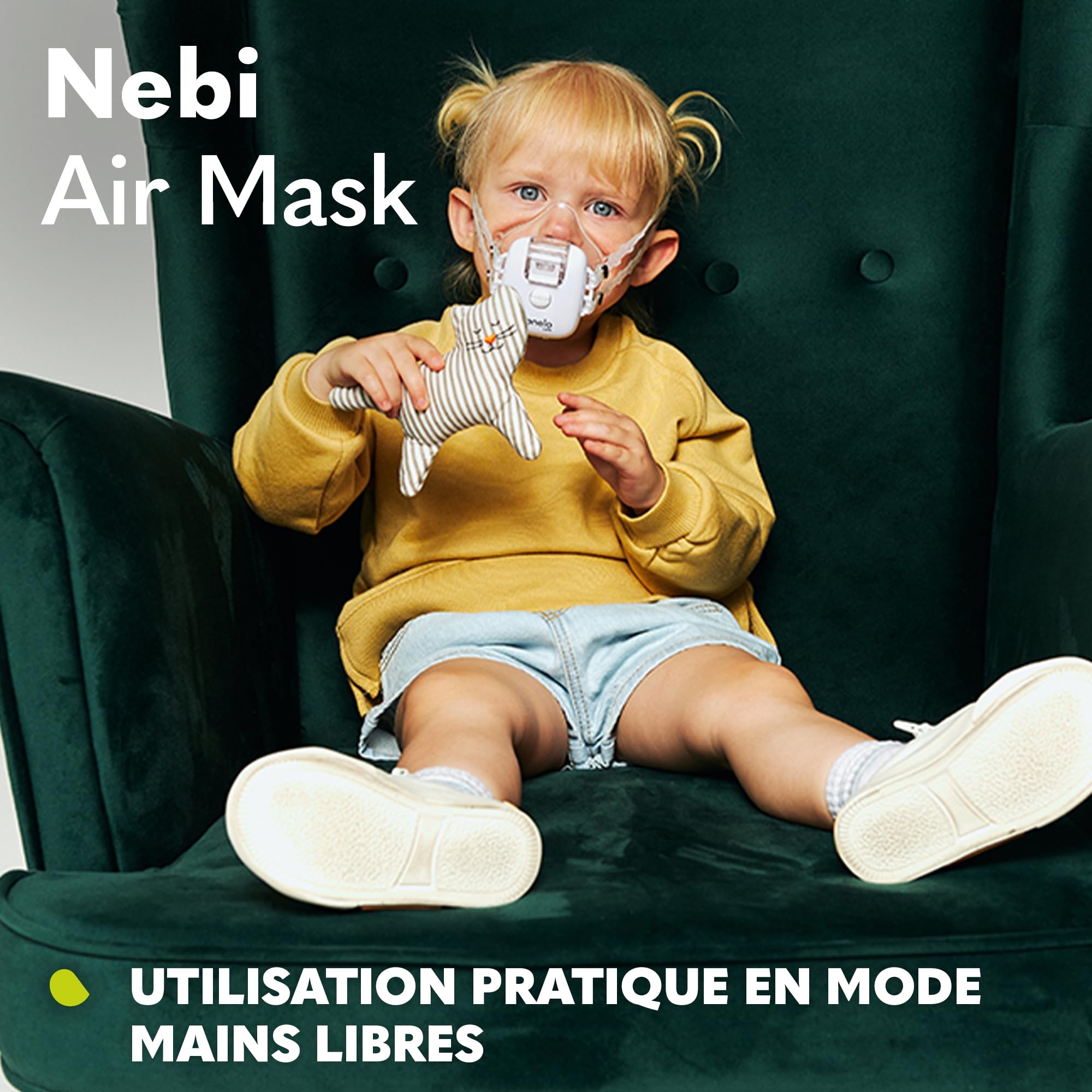 Lionelo Nebi Air Mask Inhalateur Nébuliseur Portable, Enfants et Adultes