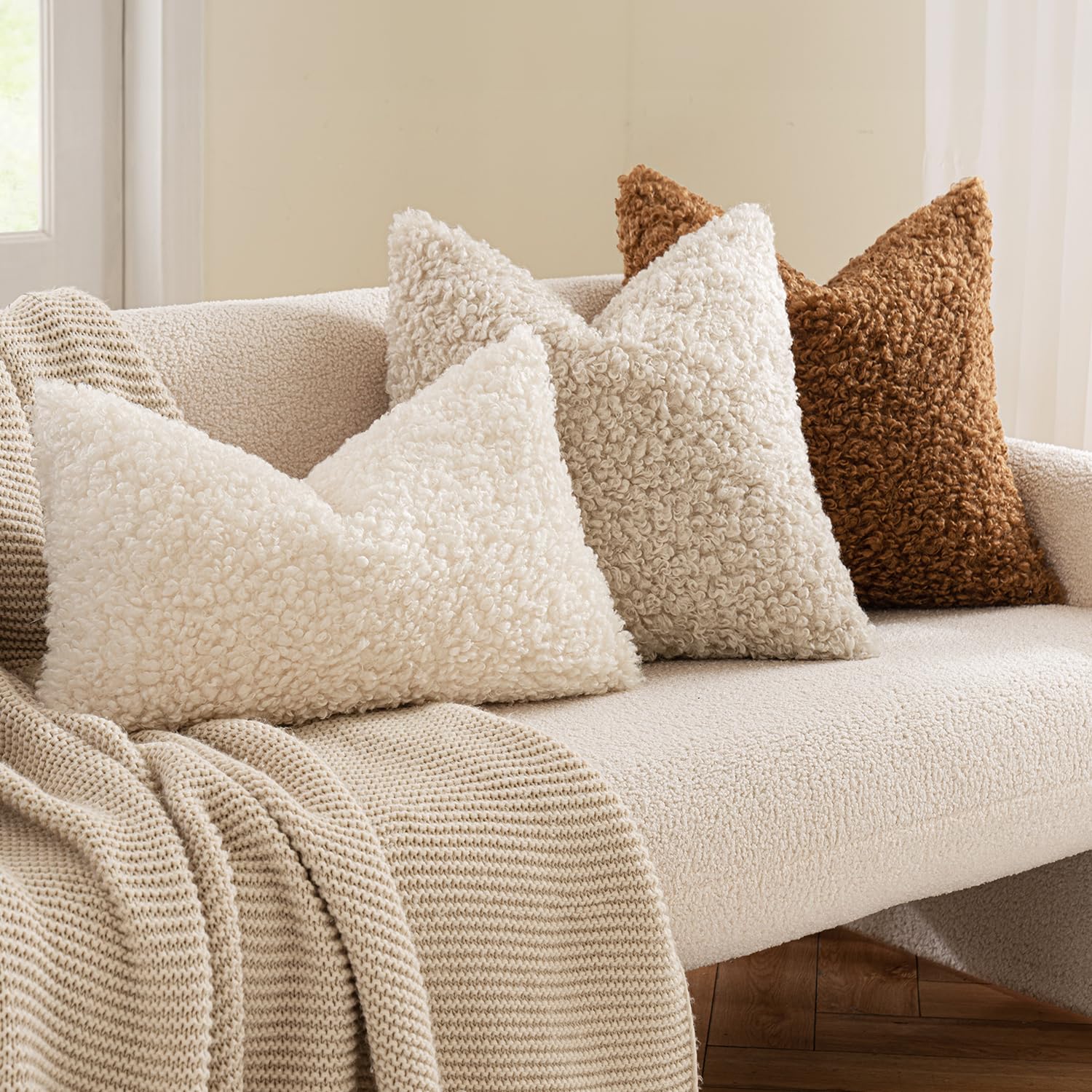 Amazon.com: MIULEE Pack of 2 Lumbar Faux Fur Throw Pillow Covers