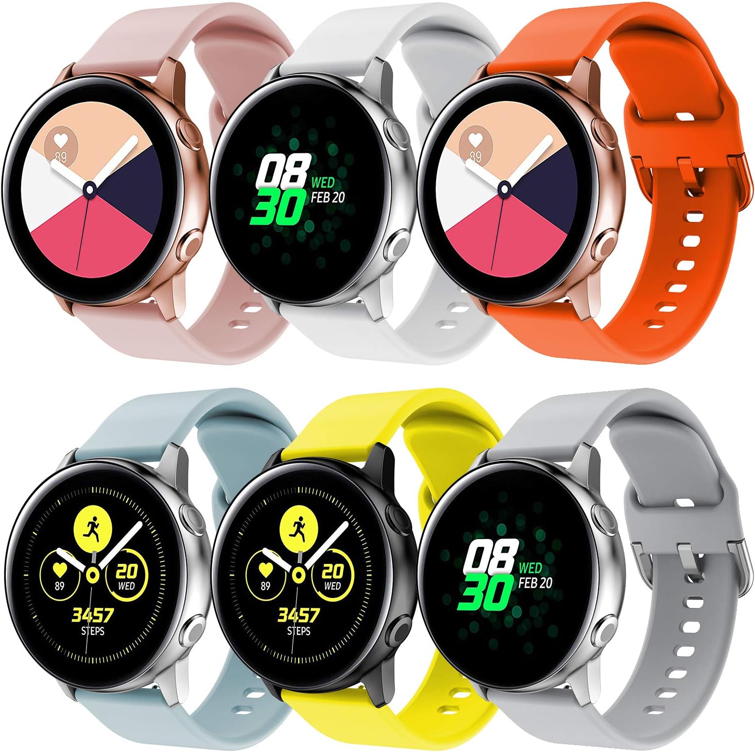 YSSNH 20mm Watch Bands Quick Release Compatible with Samsung Galaxy Watch3 41mm Bands Silicone Replacement for Galaxy Watch 42mm Active 2 40mm/44mm Gear S2(20mm)