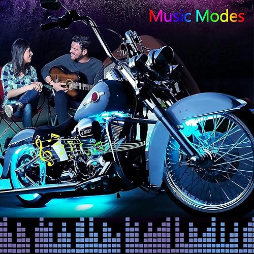 Miniatura 4 de Kit de 12 luces LED para motocicleta, kit de luces LED RGB para motocicleta con sincronización de música y múltiples modos de escena, luces
