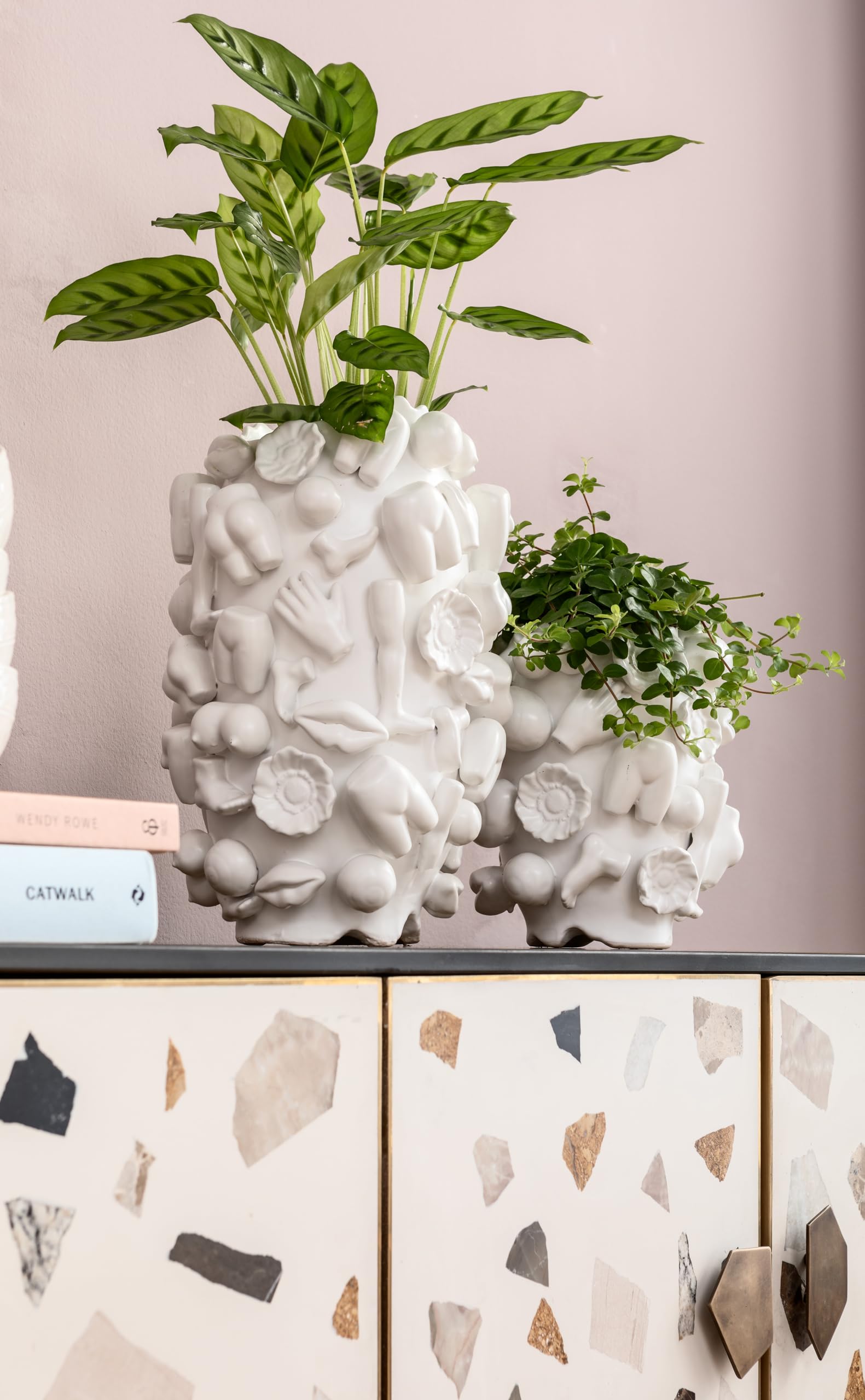 Kare Vaso di design Body Part, bianco, decorativo, vaso di fiori, in ceramica, fatto a mano, unico, 25 cm (H)