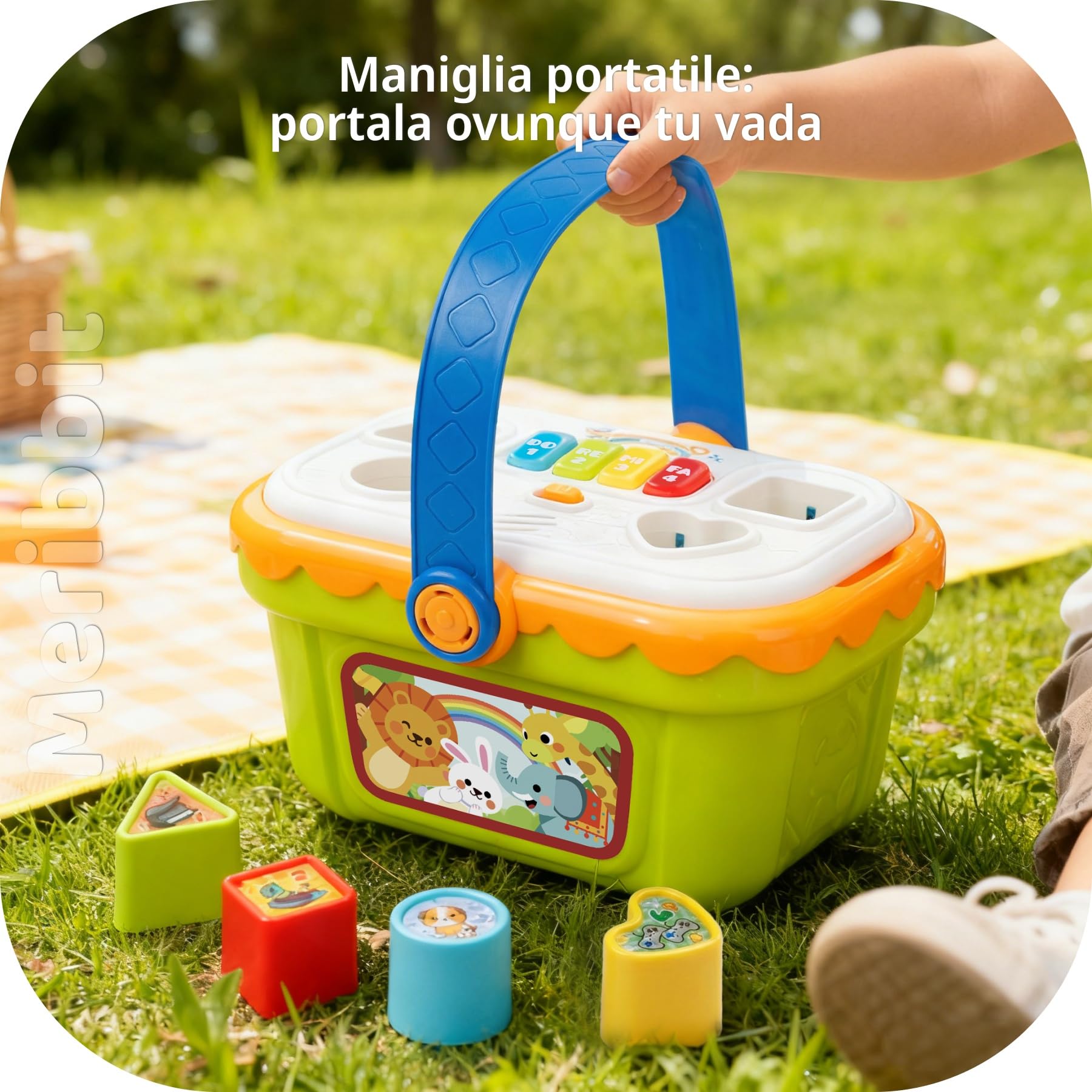 Giocattoli Sensoriali, Scatola Musicale con Forme da Incastro per Bambini 1-3 Anni, Giochi Educativi per 2 Anni con Luci e Pianoforte, Regalo per 1 2 3 Anni
