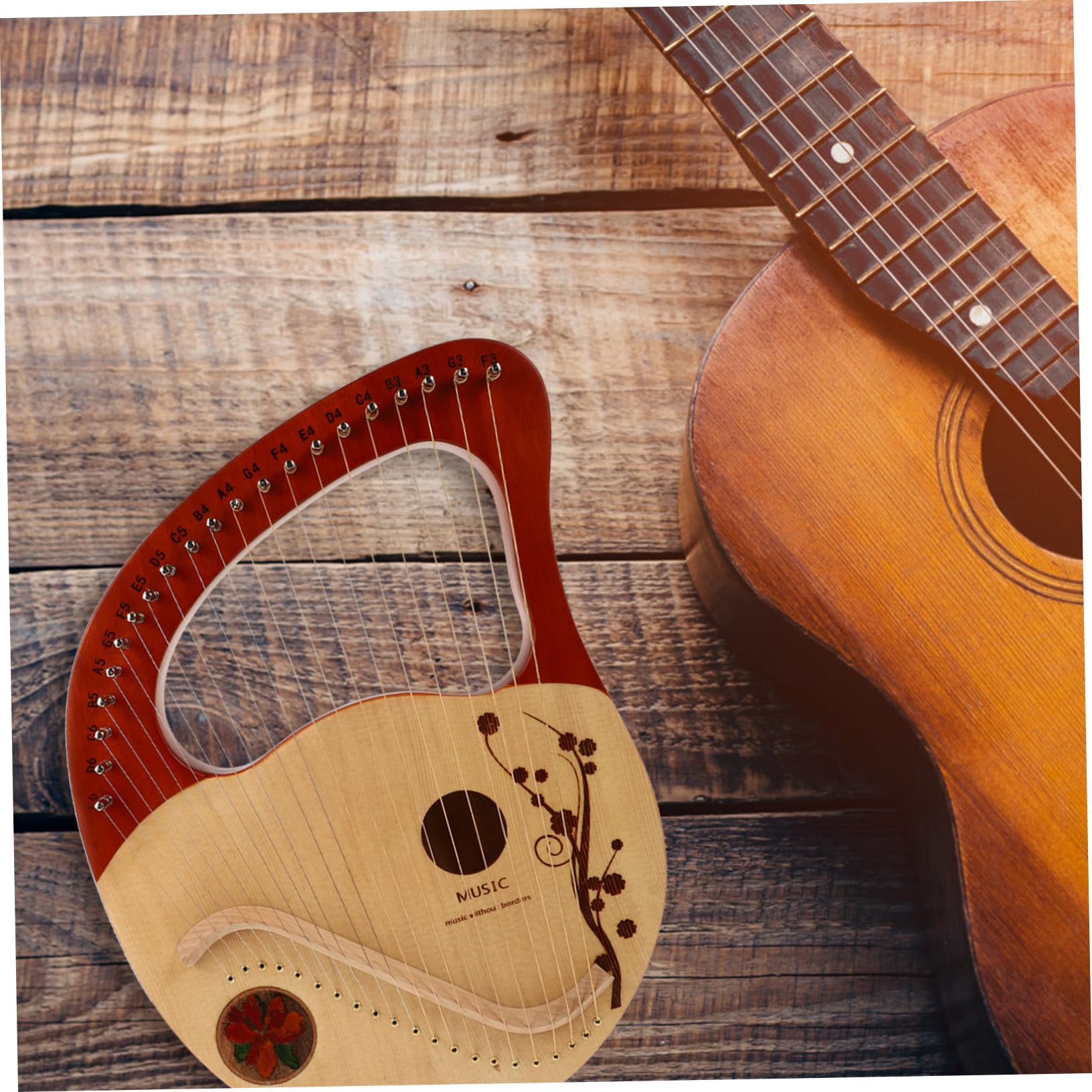 Tragbare Leierharfe mit Stabilem Soundeffekt 21-saitige aus Fichte und Glatter Oberfläche für Kinder Musikinstrument Satz mit Zubehör