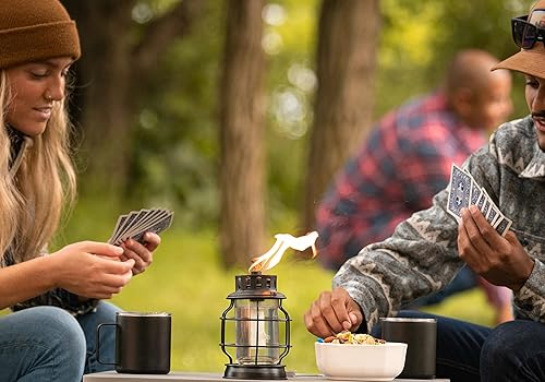 Miniatura 5 de TIKI Linternas de metal de mesa, paquete de 2  Elegantes antorchas de TIKI de mesa para exteriores, para patio, jardín y patio trasero, antorcha