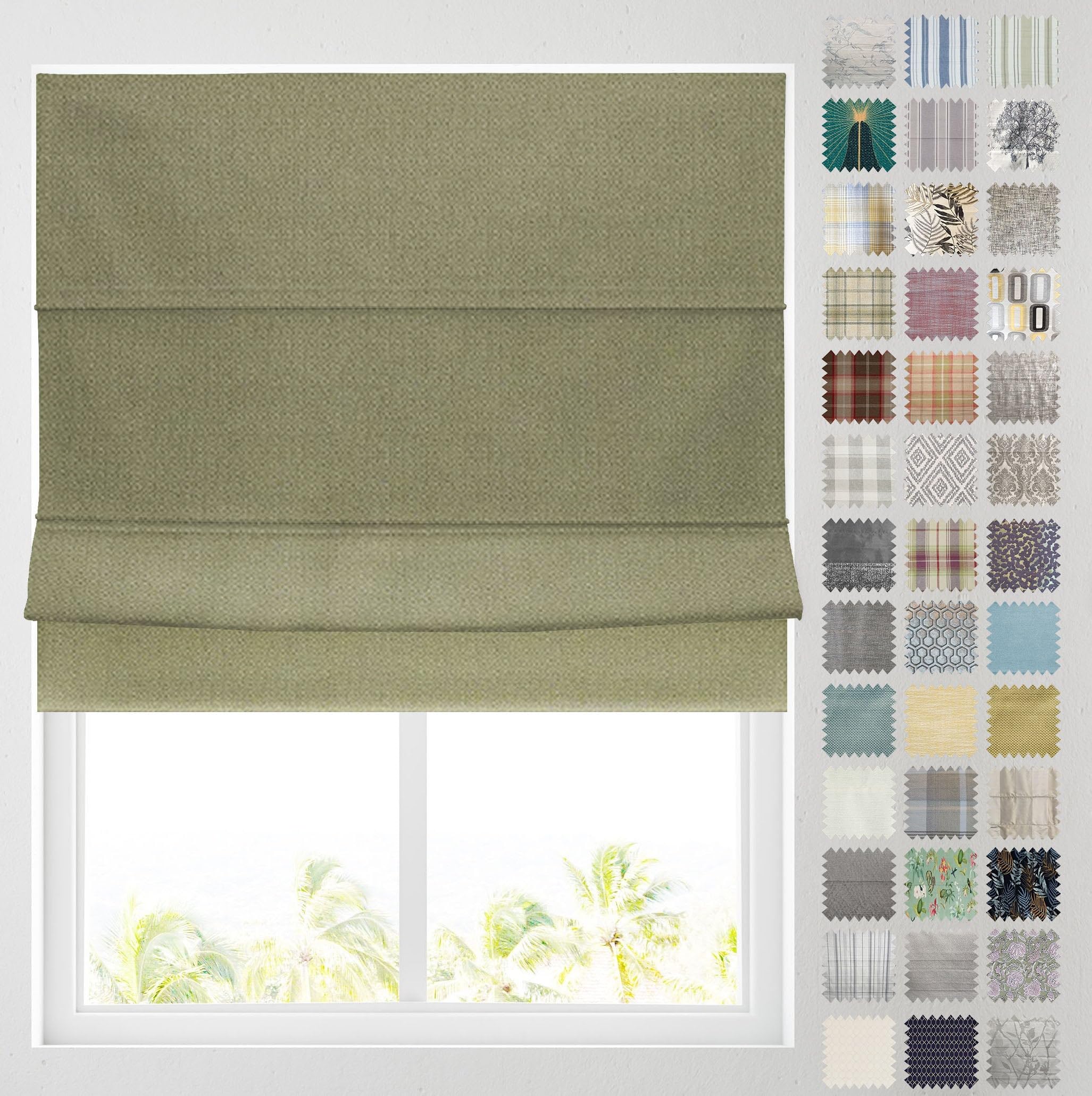 Barnes Blinds And Interiors Olive Diamond Barnes Blinds - Patterned Roman Blinds, Fully Lined, Custom Sizing Available - Durable Fittings Easy Fit ( 153Cm)