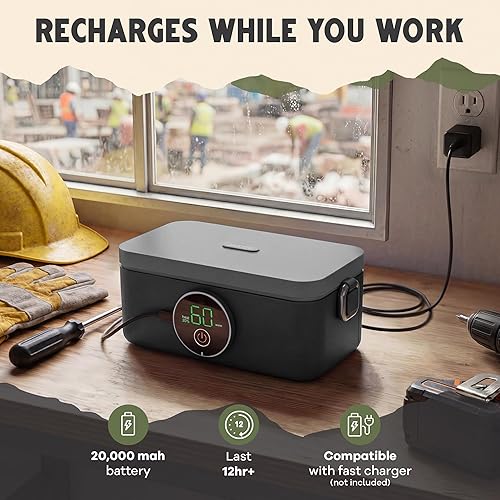 Miniatura 3 de Lonchera térmica  Fiambrera eléctrica inalámbrica de 45 W para adultos, calentador de alimentos recargable de 33.8 onzas con temporizador y estuche