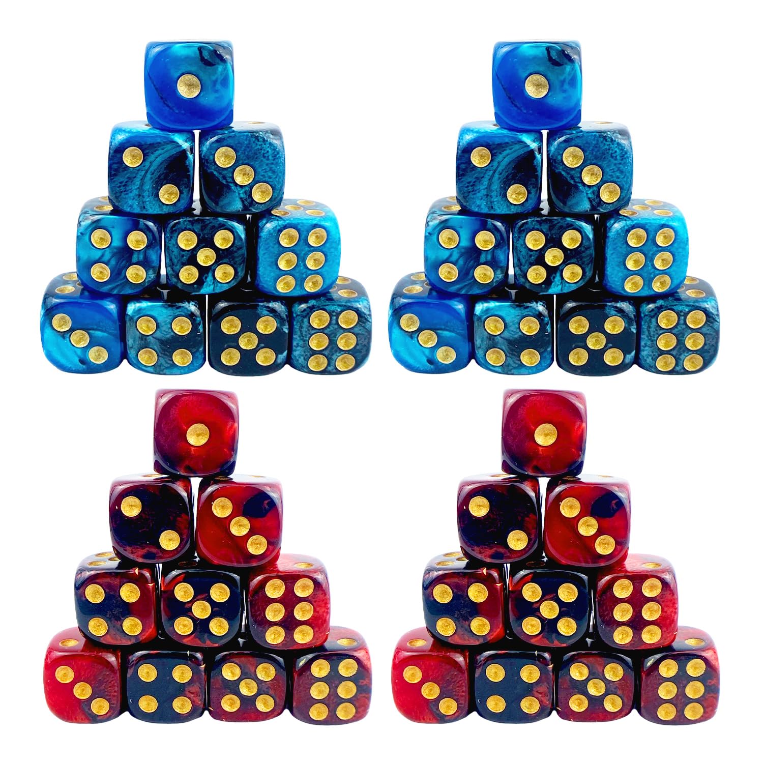 WUFGWBD 40-Piece Cube Point Dice Set, Polyhedral Dice, Blue & Red, Acrylic, Hexahedron