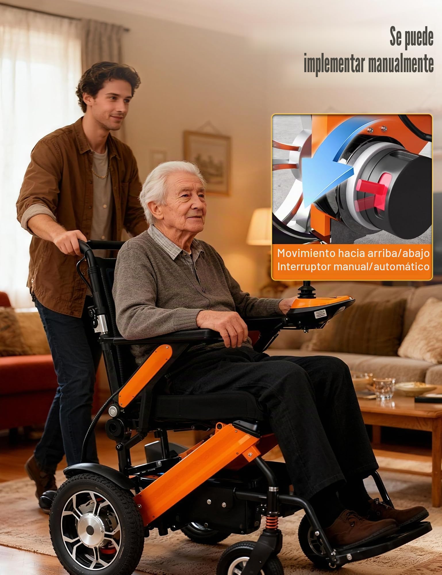 Sillas de ruedas eléctricas plegables para adultos y personas mayores, Silla de ruedas eléctrica todo terreno con motor de 500W plegable con cojín de asiento ergonómico, ligera y portátil para viajes