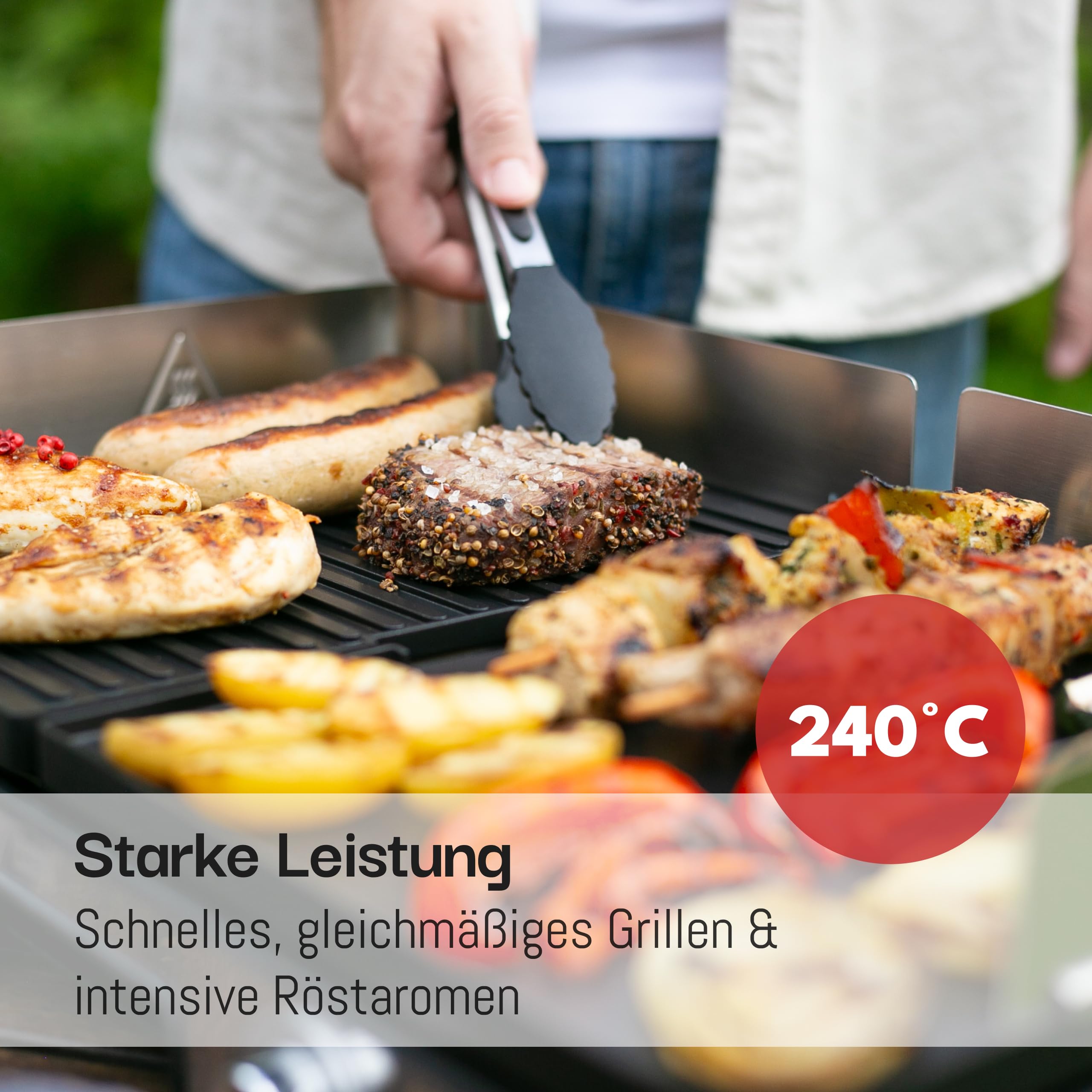 LEBENLANG Elektrogrill Tischgrill 2400W Elektrischer Plattengrill für Balkon