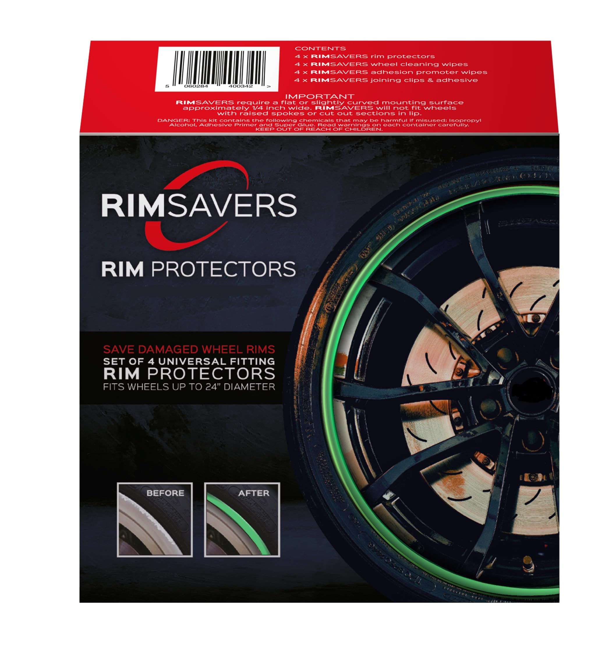 (Green) Wheel Rim Protectors Guard Alloy Wheel from Curb Rash – Set of 4 Rim Protectors Easy to Install