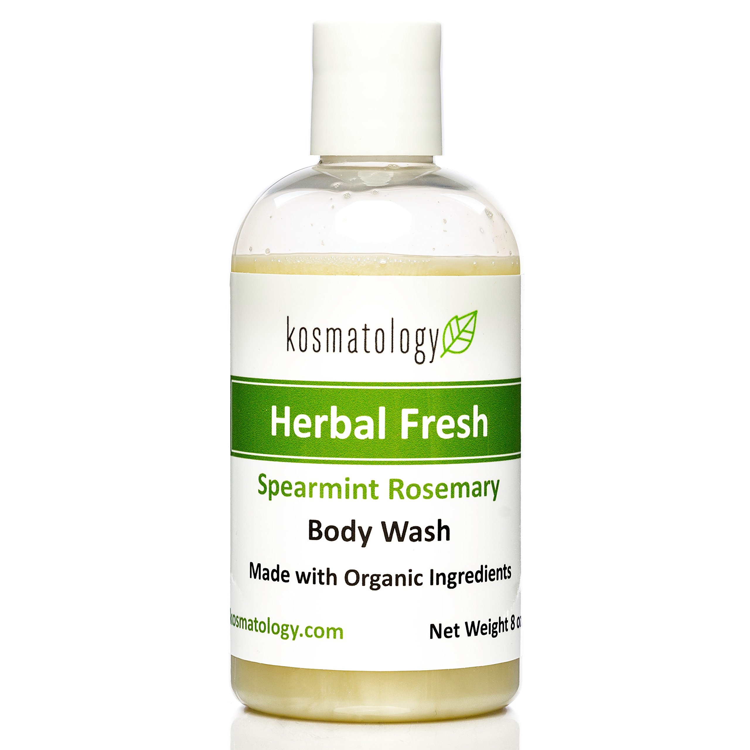 Herbal Fresh Organic Body Wash | Moisturizing Body Cleanse | Nourishing, Clean Ingredients, Infused with Spearmint and Rosemary Essential Oils | 8 fl oz