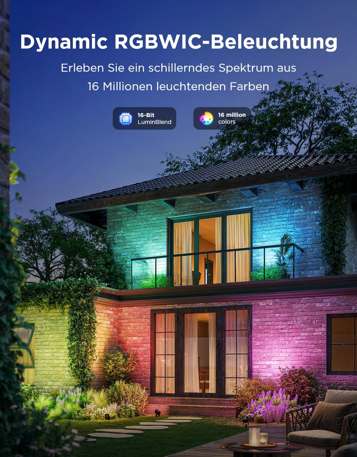 Govee Outdoor LED Strahler IP67 Wasserdichte Gartenbeleuchtung RGBWIC Dimmbar 700lm 2 Pack