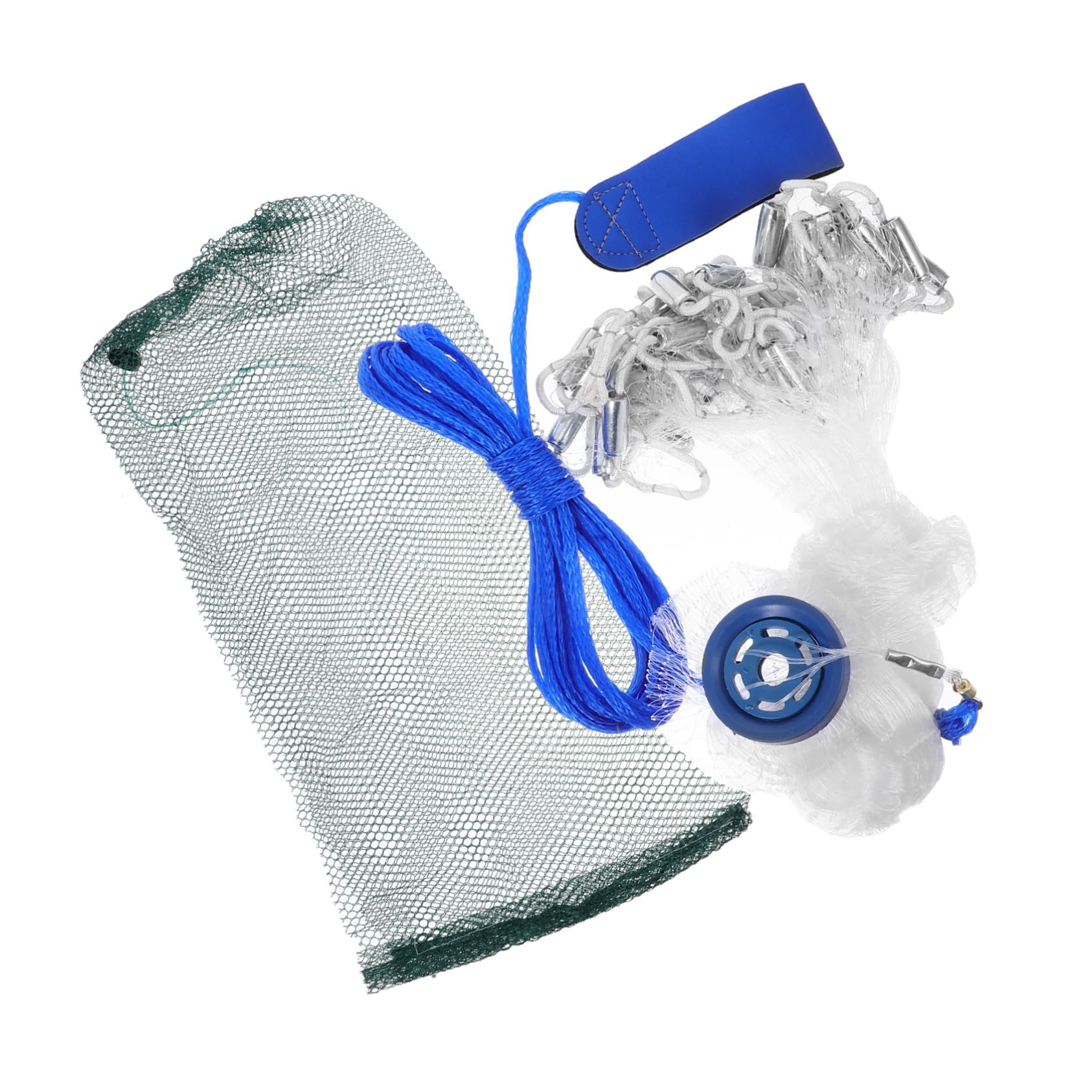 SUPVOX 1.5m Rete Da Lancio Per Pesca in Acqua Salata e Dolci Acque Rete Monofilamento Con Pesi Metallici Retino Da Pesca Mano Con Maglia Fine Portatile