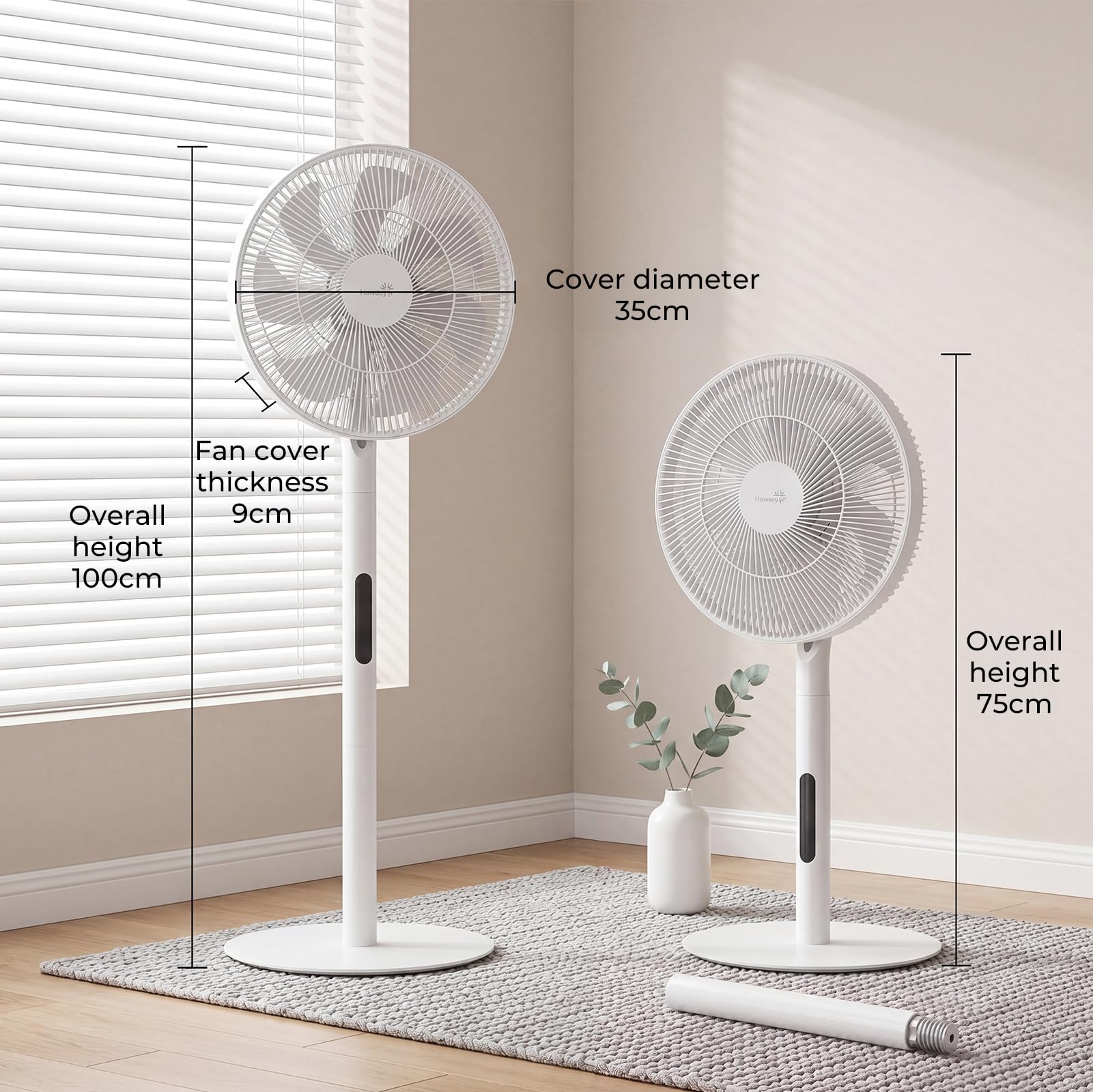 SAnmay Ventilatore a piedistallo, ultra sottile, 2 in 1, ventilatore da scrivania portatile staccabile, alimentato con USB-C e power bank, silenzioso, per esterni, camper, campeggio e casa