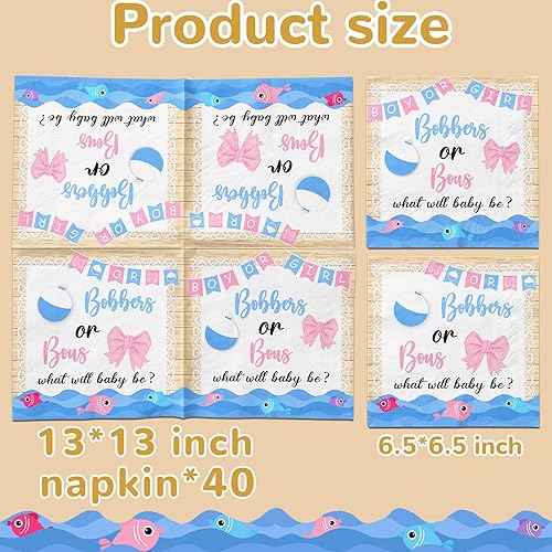 Miniatura 6 de Decoración de fiesta de revelación de género, 40 servilletas o lazos, servilletas de papel de pesca, decoración de mesa para niño o niña, decoración