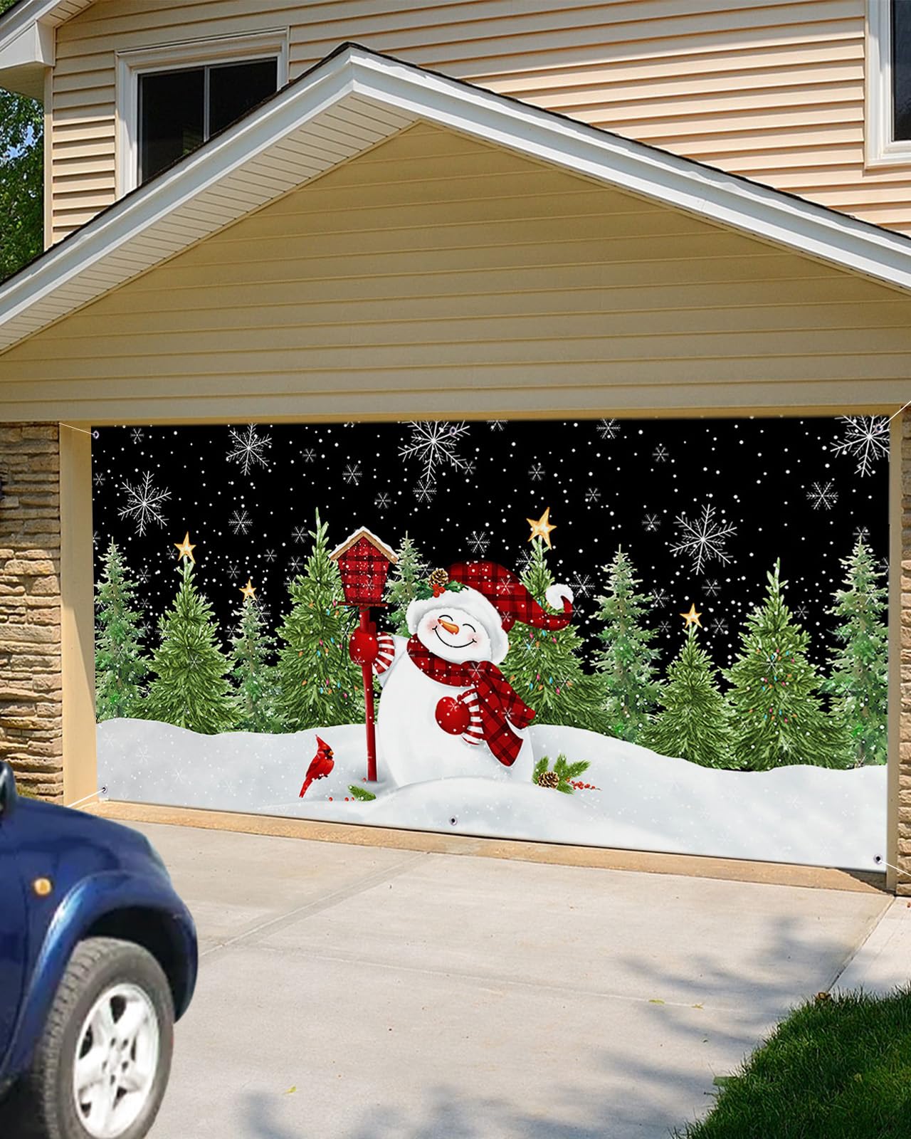 A, 2,4 X 2,1 M, Bannière De Porte De Garage De Noël - Train