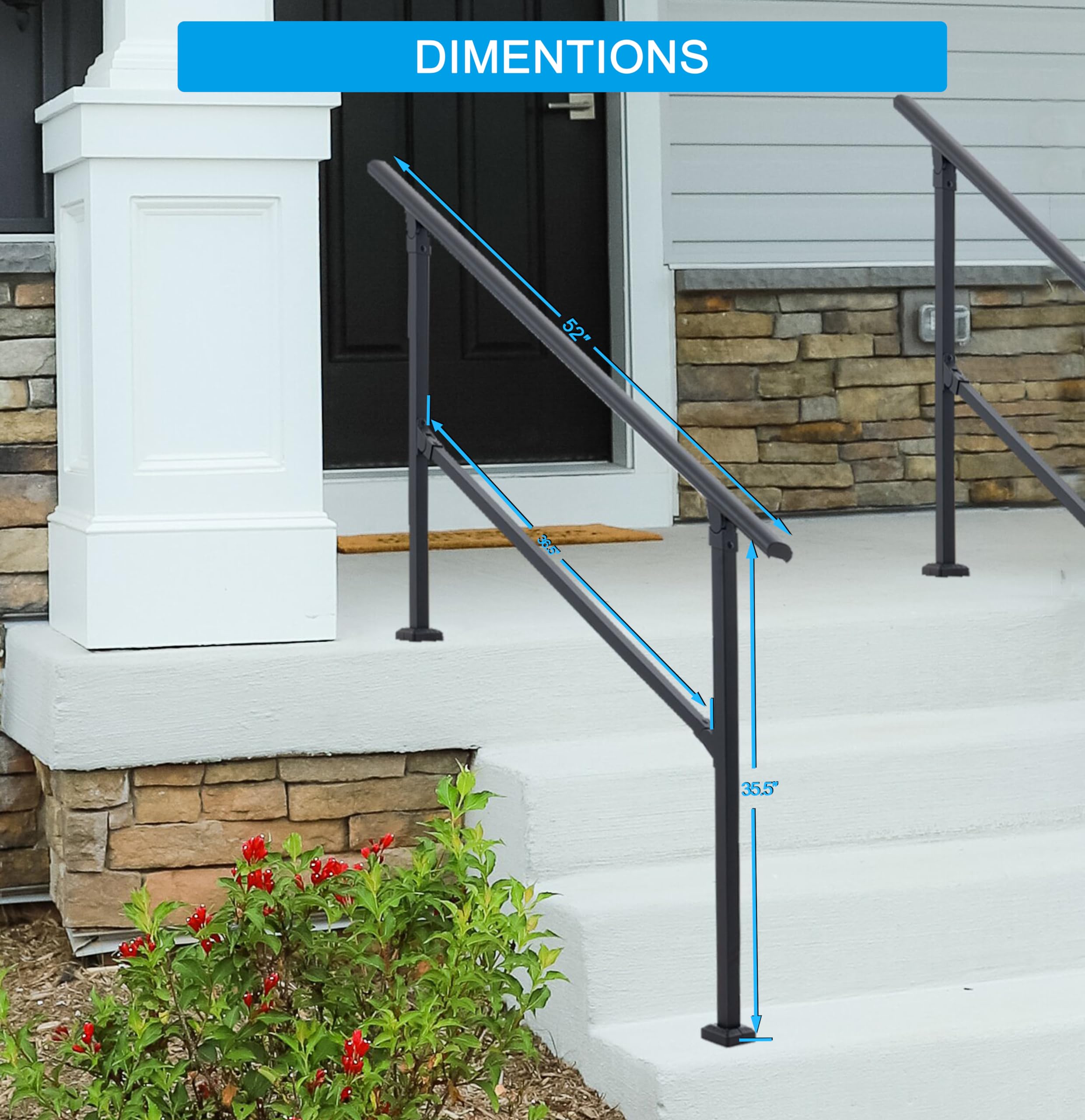 Handrails For Outdoor Steps LOVMOR 2 Step Hand Rails For Outdoor Steps ...