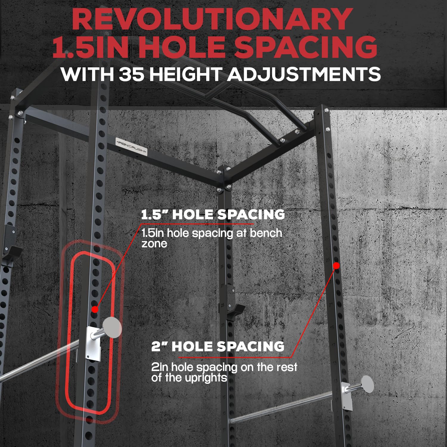 Iron Crush i200 Power Rack – Multi-Function Squat Rack with Solid Safety Bars and J-Hooks – Optional LAT Pulldown, Landmine Attachments - Home Gym Power Cage Bench Rack (Power Rack Only)