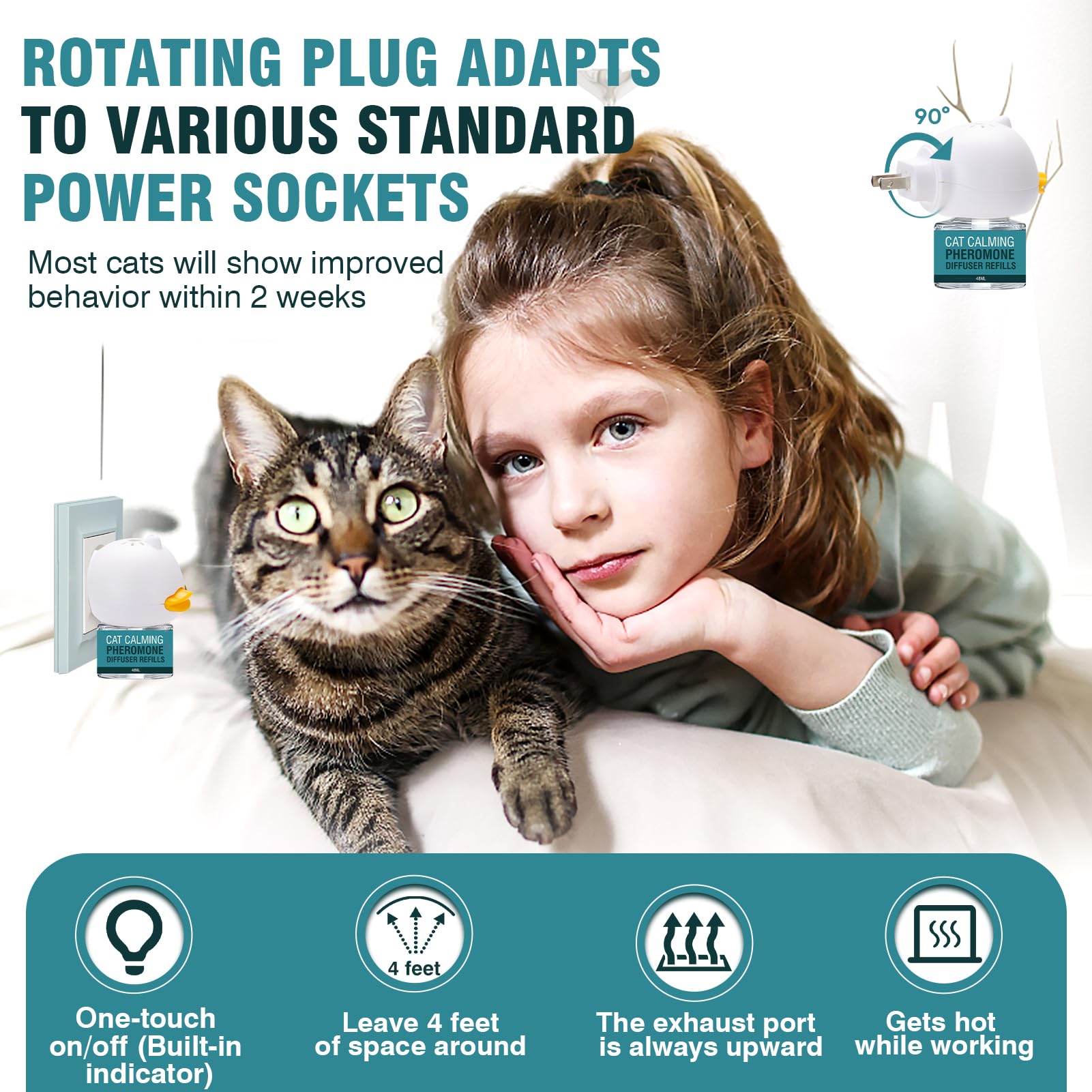 8 in 1 Multicat Cat Calming Diffuser Pheromone Diffuser Pheromones Plug in Refill for Stress and Anxiety Relief Products Anti Aggression for Cats Spraying No More Stop Cat from Urinating - image 7