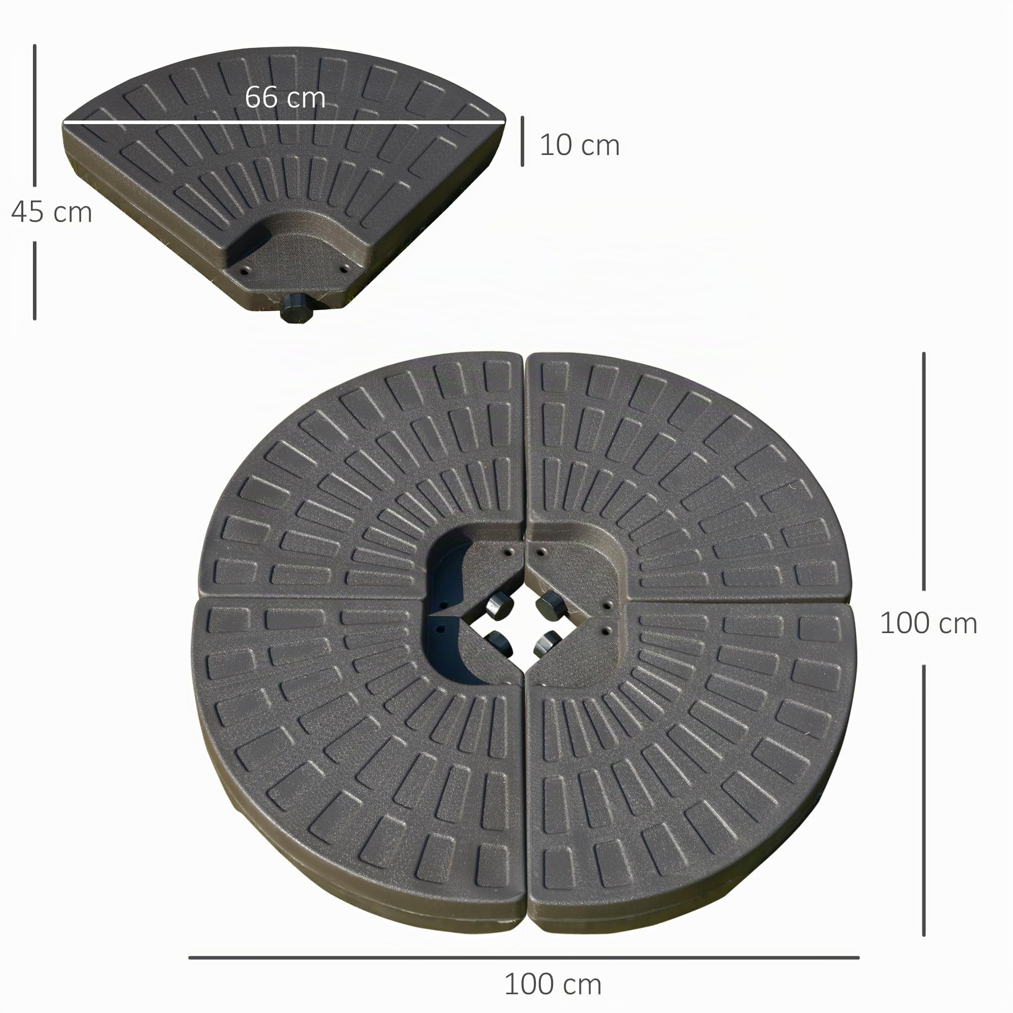 Outsunny Set di 4 Pesi per Supporti per Ombrellone 100x100x10.5cm Caffè