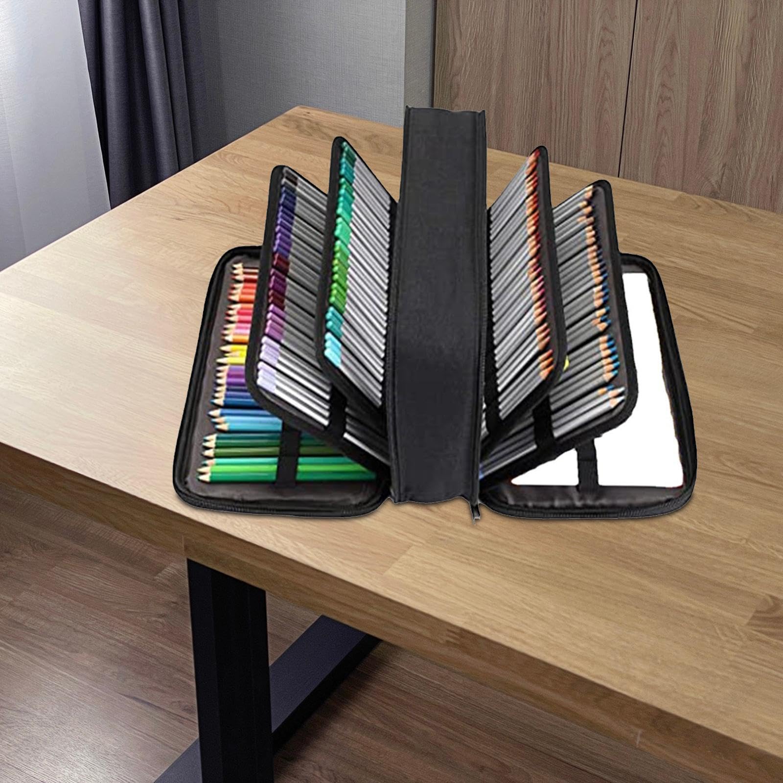 Organizzatore per Penne con 300 Scomparti, Astuccio per Pennarelli con 5 Scomparti, Custodia Portatile per Pennarelli per Studenti, Artisti, Pennelli, Nero