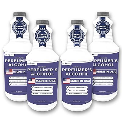 Perfumers Alcohol - FOUR PACK - 32 oz Tillbrook Perfume Grade Alcohol for Fragrance Making Kit - 200 Proof Denatured Ethanol - Base for Making Luxury Perfume - No Methanol &amp; No Fermentation Scent - TSDA SD-40b