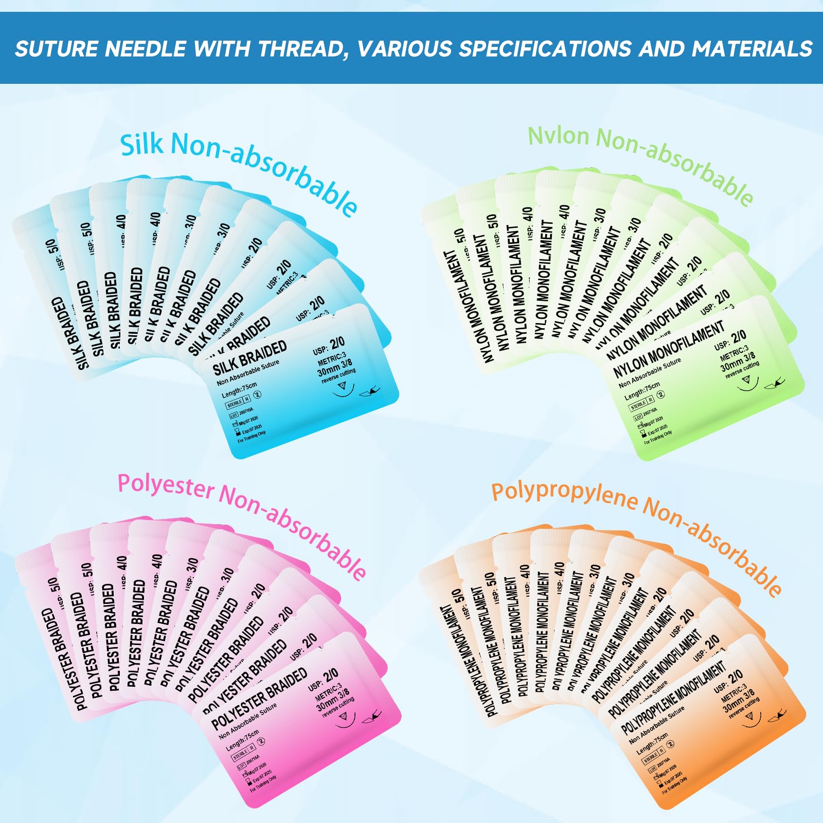 Sutumed SUTUBOND Non-Absorbable Polyester Surgical Suture USP Size 2-0, 1/2 26mm Taper Point Needle, 30 Inches, 12 Count