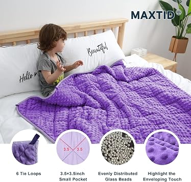 MAXTID Kids Weighted Blanket 3lbs 36x48 Violet Heavy Blanket Purple Child Comfort Sensory Blankets for Girls & Boys