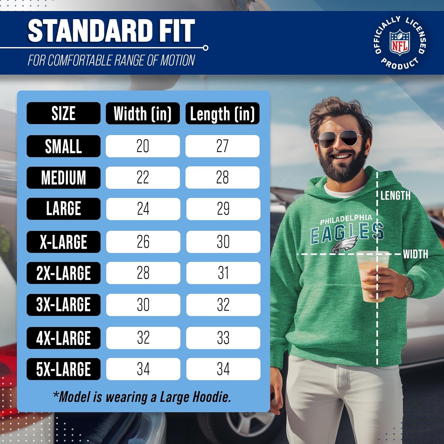 Team Fan Apparel NFL Adult Unisex Starting Fresh Ultra Soft Fleece Hooded Sweatshirt, Heathered Football Hoodie - Image 6