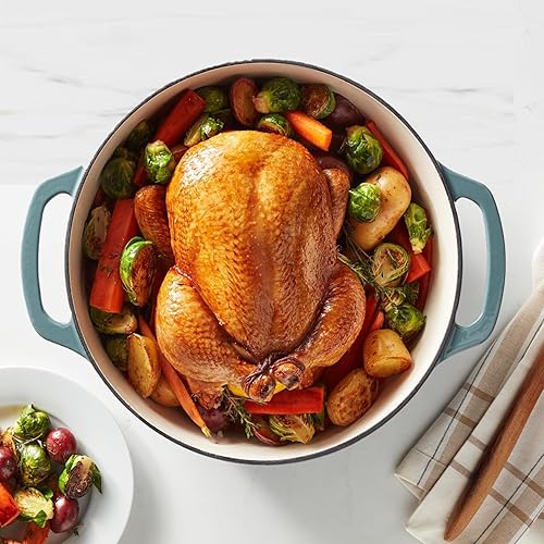 Miniatura 6 de Horno holandés cubierto de hierro fundido esmaltado Tienda Basics, 7.3 cuartos de galón, color gris.