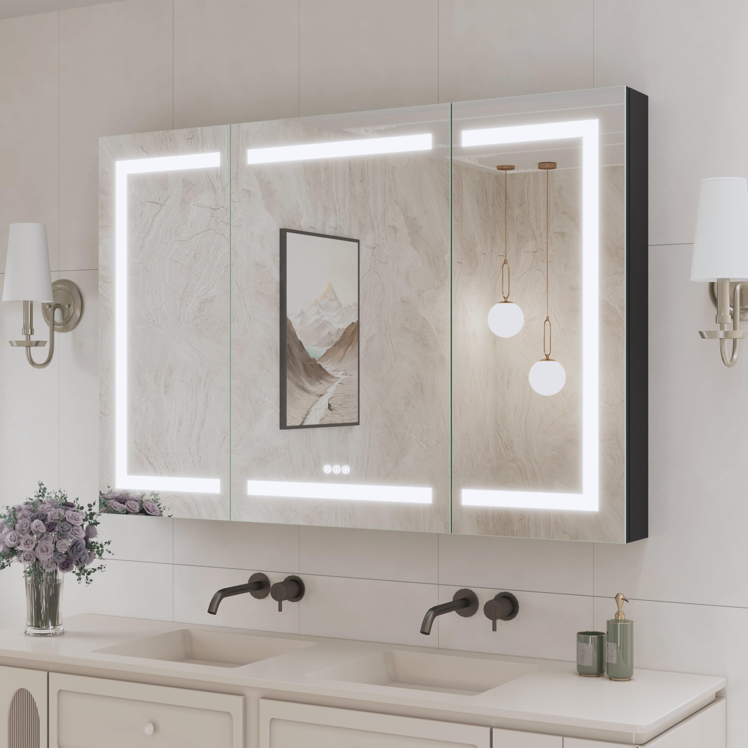 48x32 Inch Medicine with Mirror,LED Lighted Bathroom Medicine