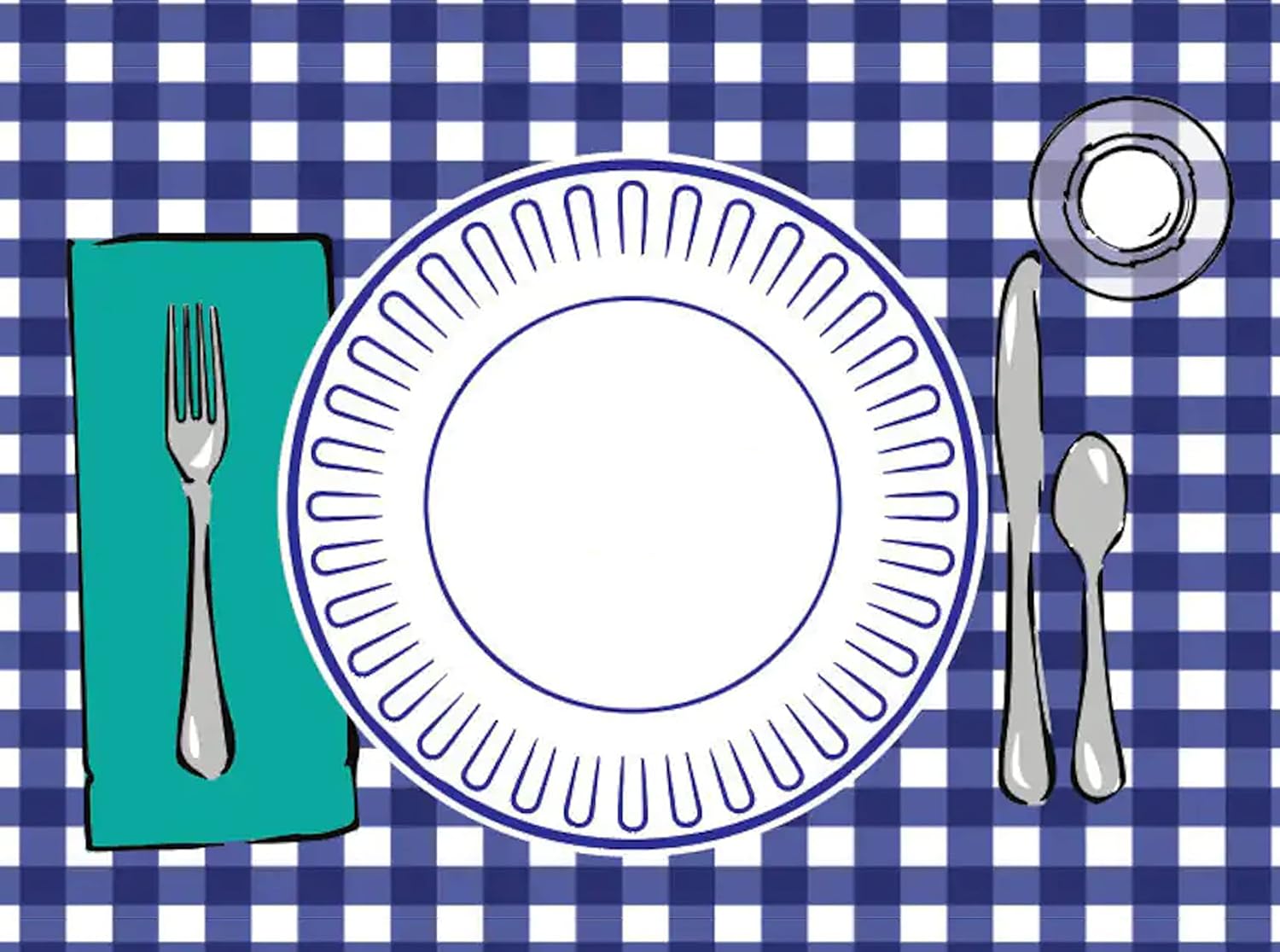 SharkBliss Montessori Placemat, Table Place Setting Etiquette Educational Placemat Set of 4 Buffalo Plaid Gingham Montessori Placemat Toddler Kid Child Baby Preschool Homeschool Dining Table Manners