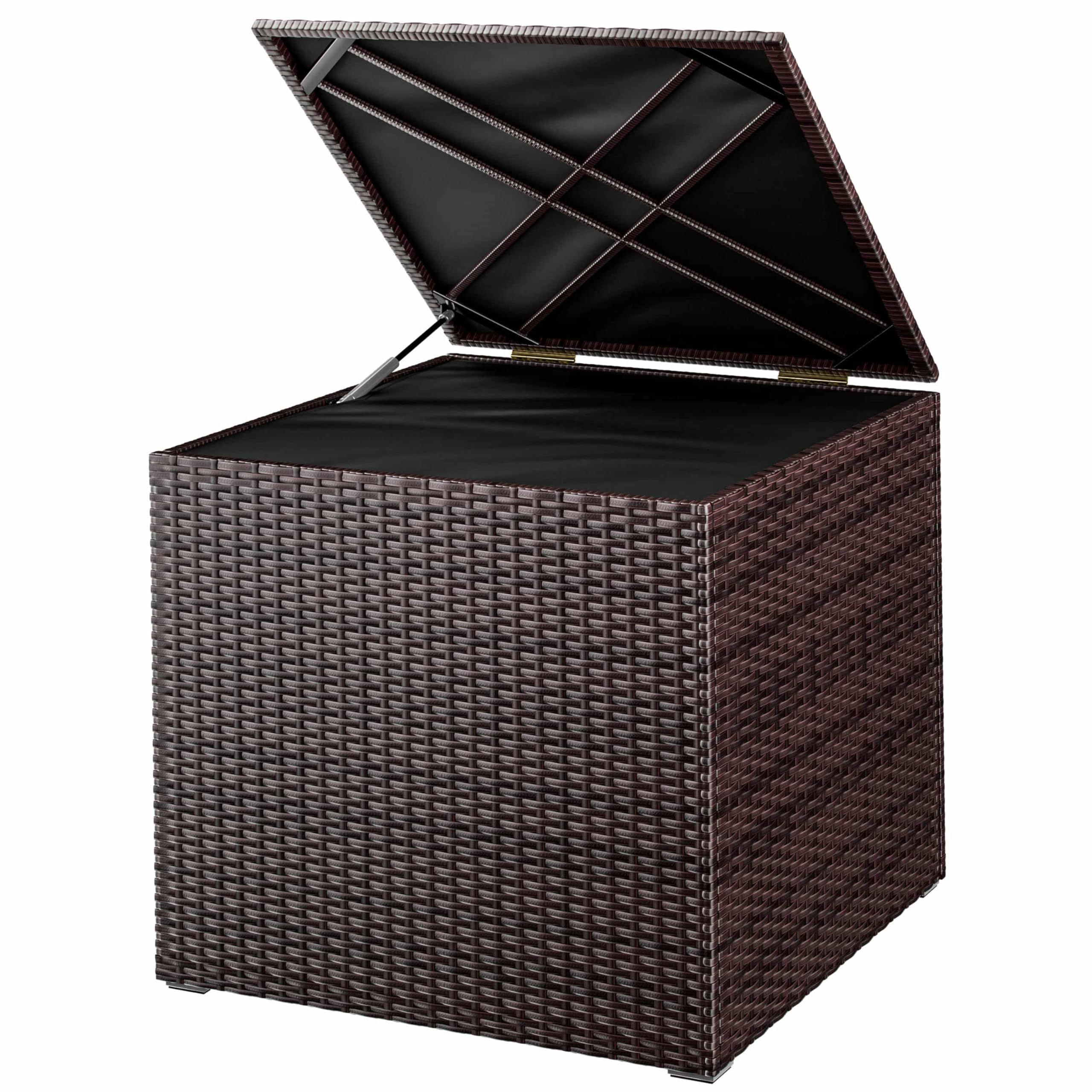 Casaria® Auflagenbox 318L Polyrattan - Wetterfeste Garten Aufbewahrungsbox für Kissen & Sitzauflagen 75x75x70cm, für Balkon, Terrasse und Garten, UV-beständig Braun